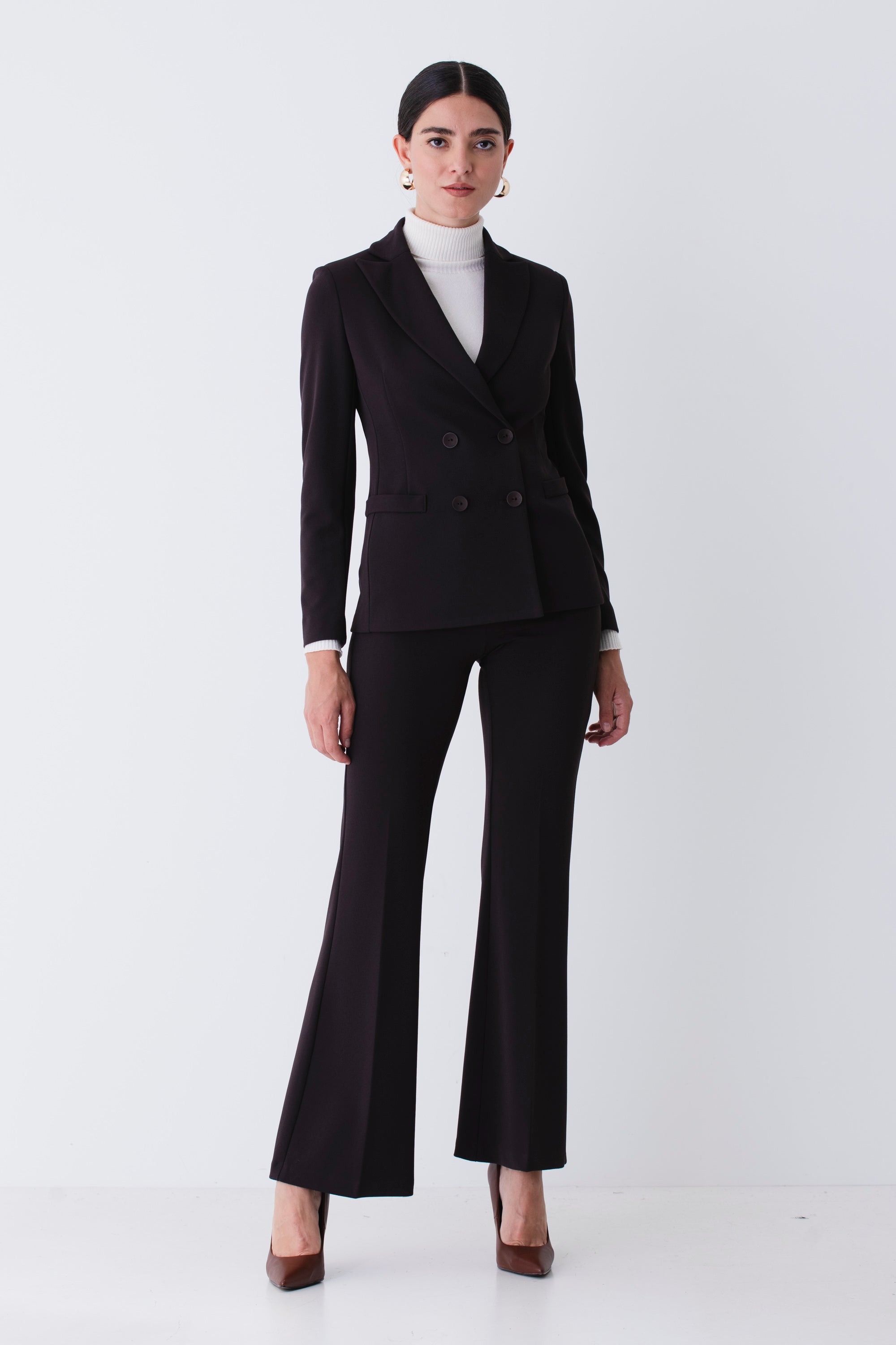 Completo a doppio petto in scuba crepe diagonale - FW26
