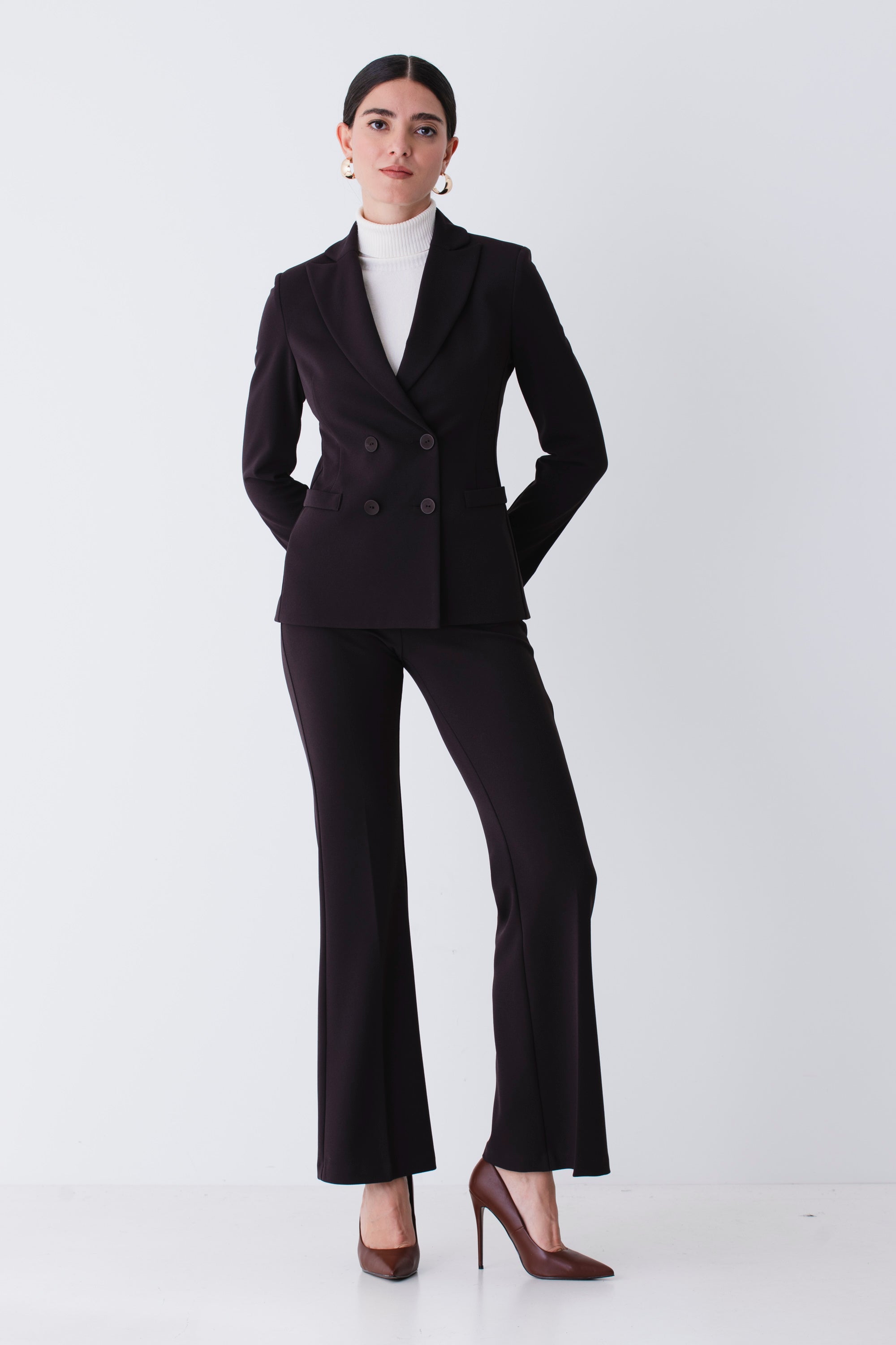 Completo a doppio petto in scuba crepe diagonale - FW26