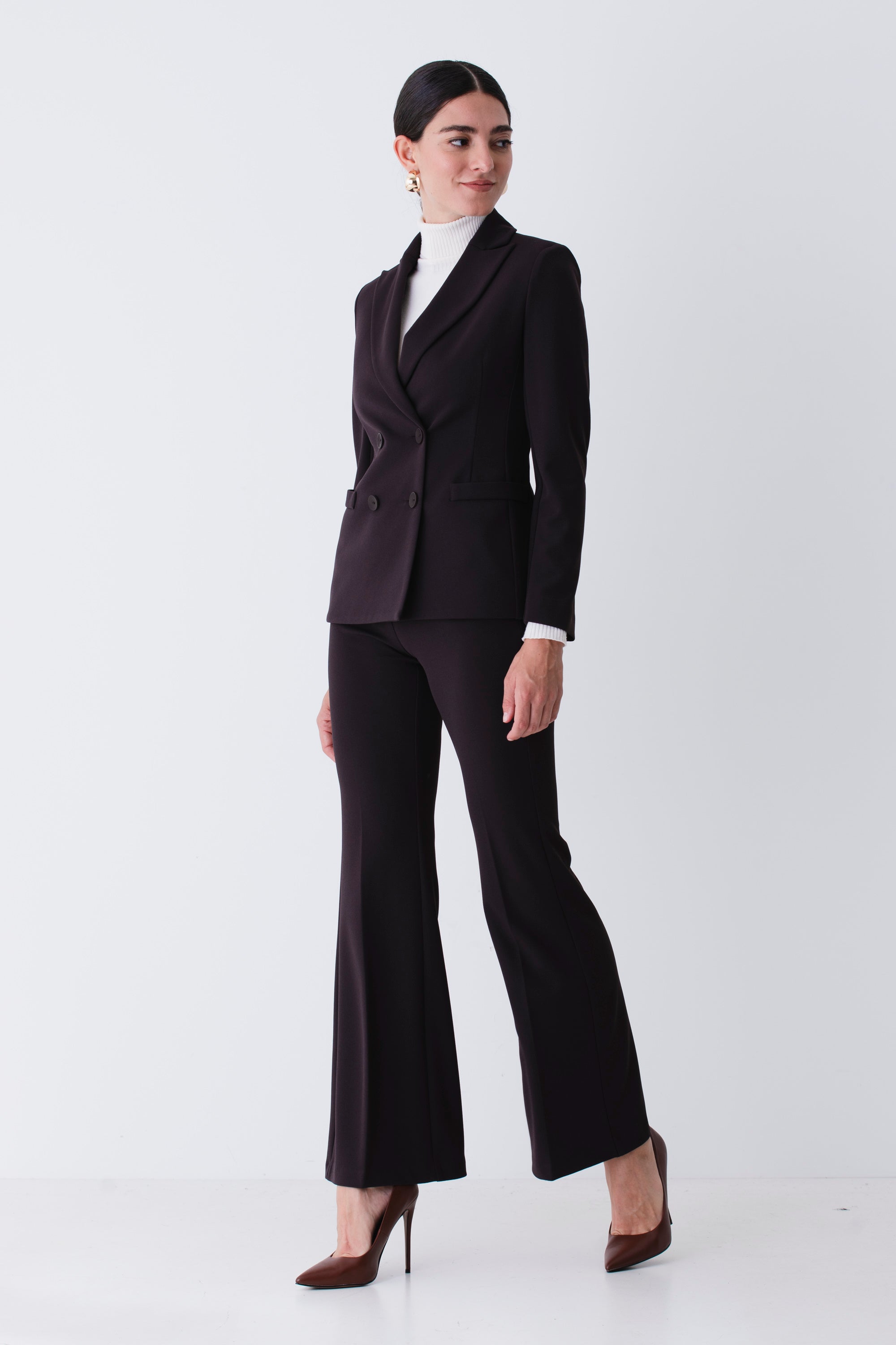 Completo a doppio petto in scuba crepe diagonale - FW26