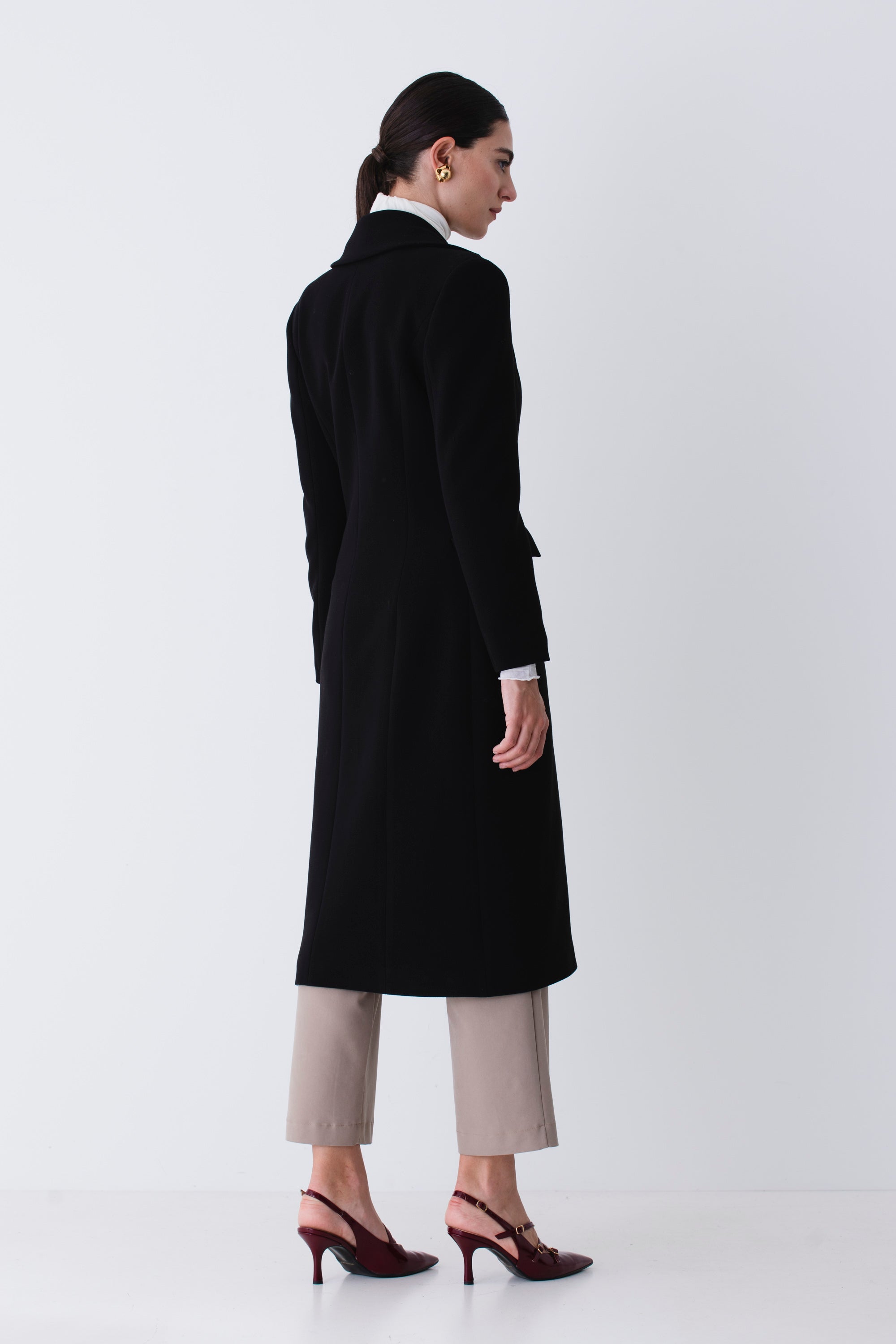 Cappotto lungo doppio petto in triplo crepe - FW26