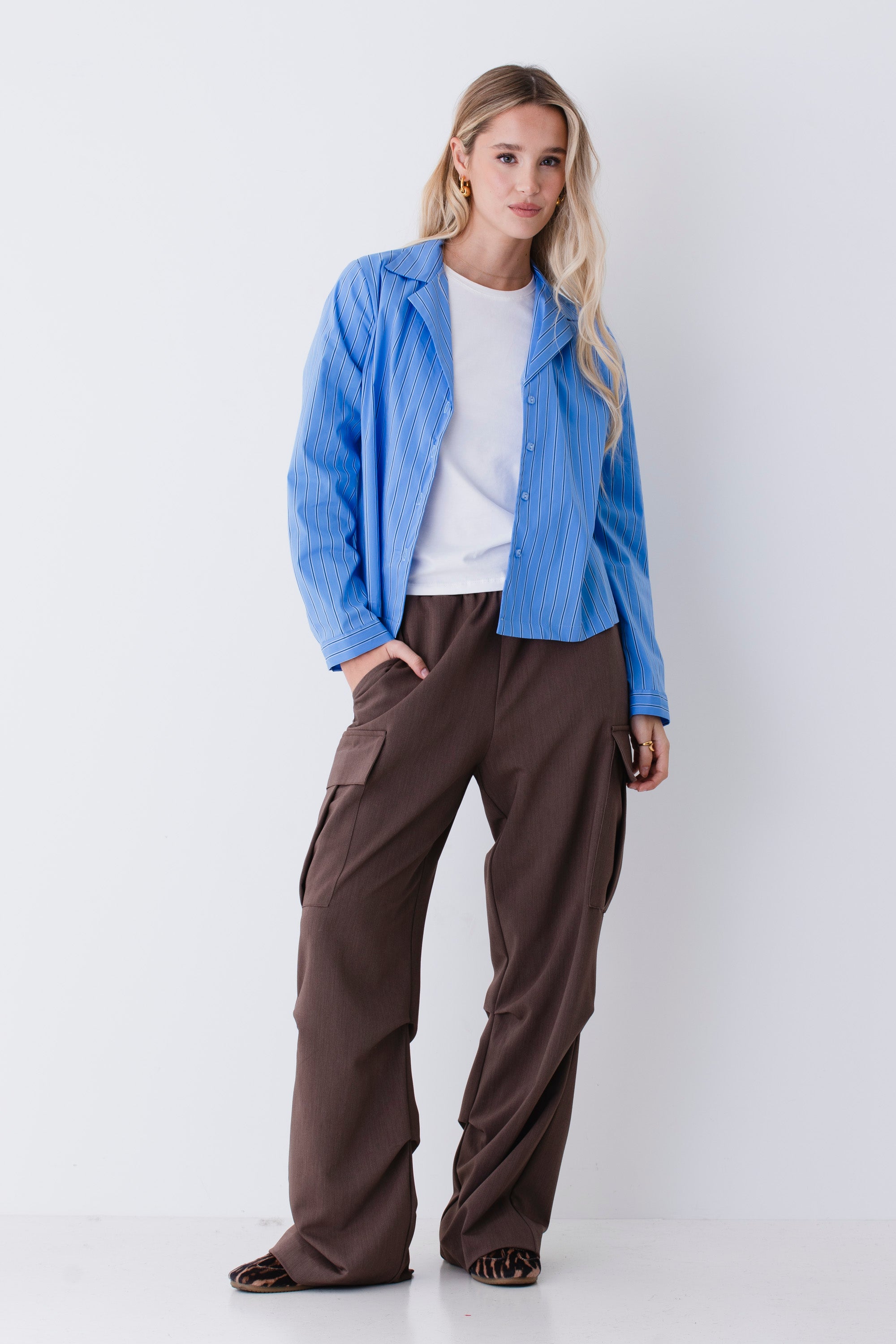 Pantalone cargo in tessuto effetto melange - FW26