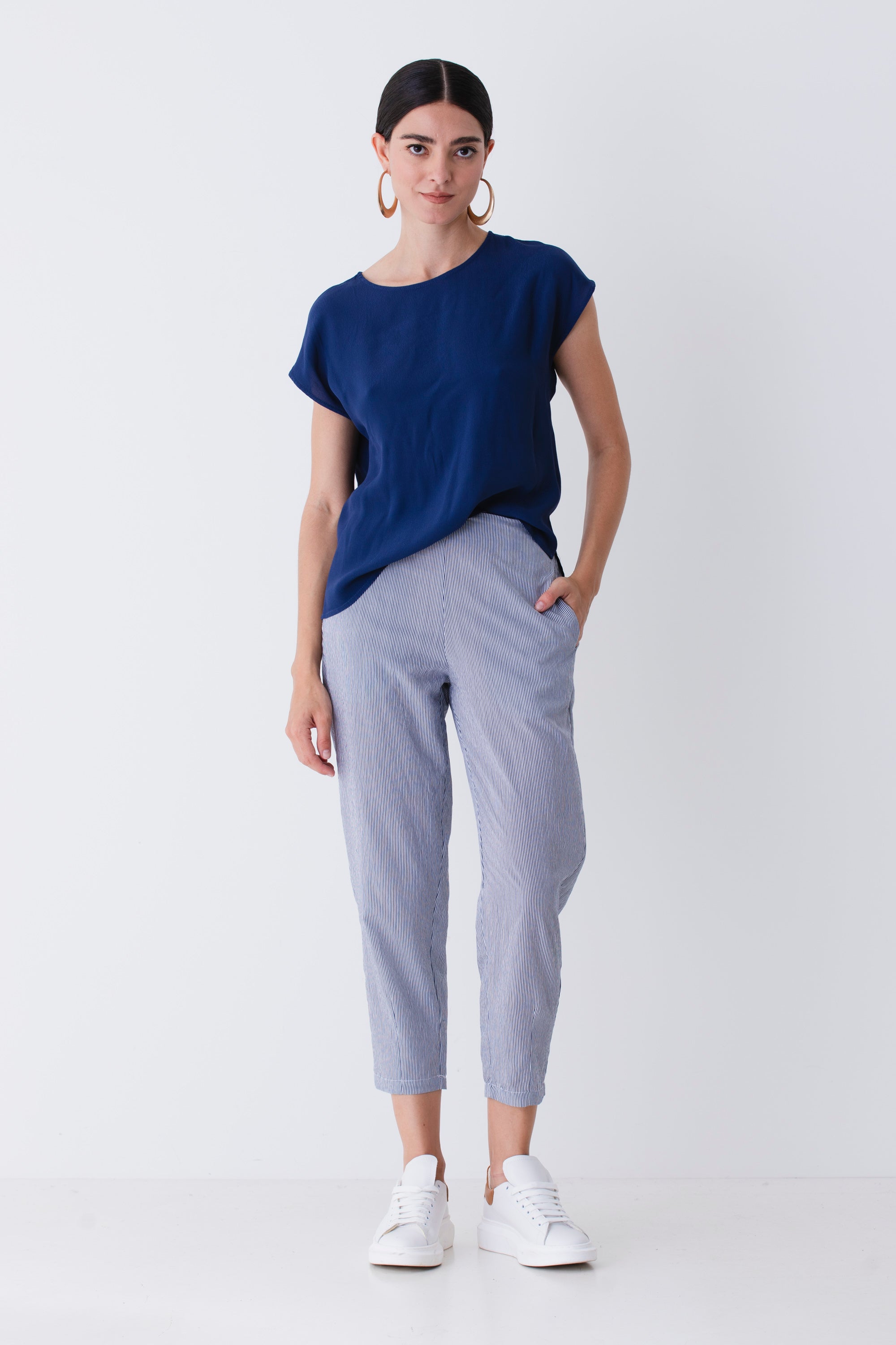 Pantalone dritto in viscosa a righe - PE25