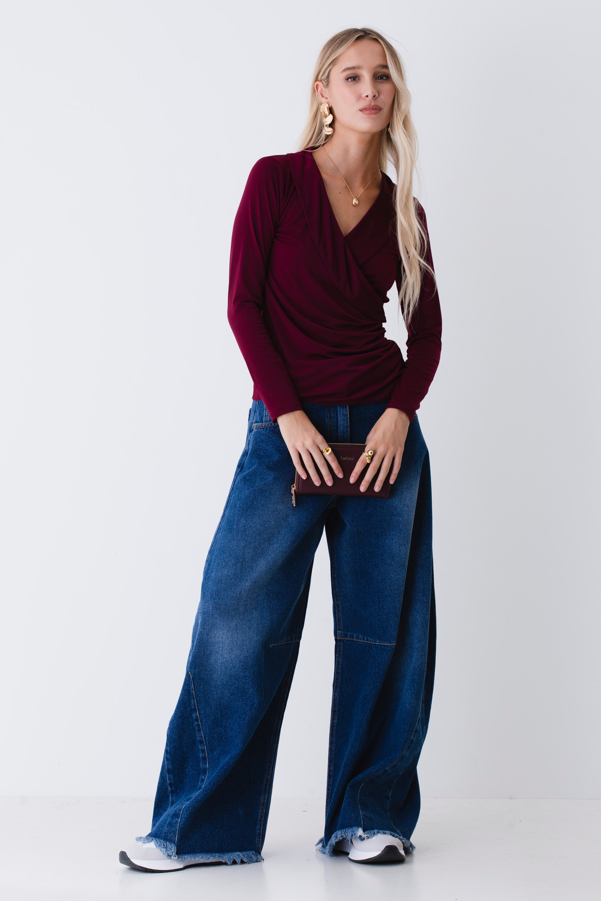 Blusa ad incrocio in jersey elasticizzato - FW26