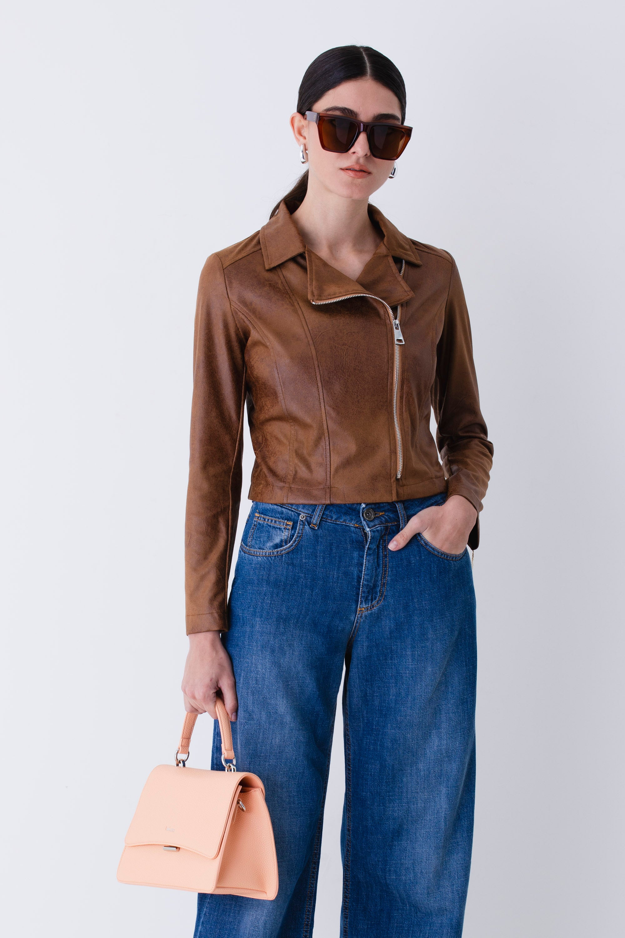 Giacca chiodo in similpelle vintage - PE25