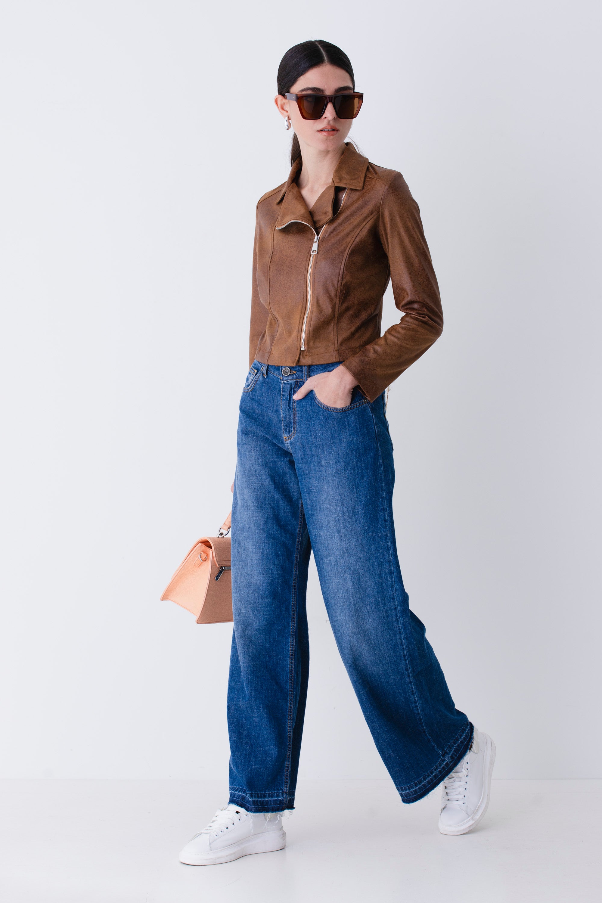 Giacca chiodo in similpelle vintage - PE25