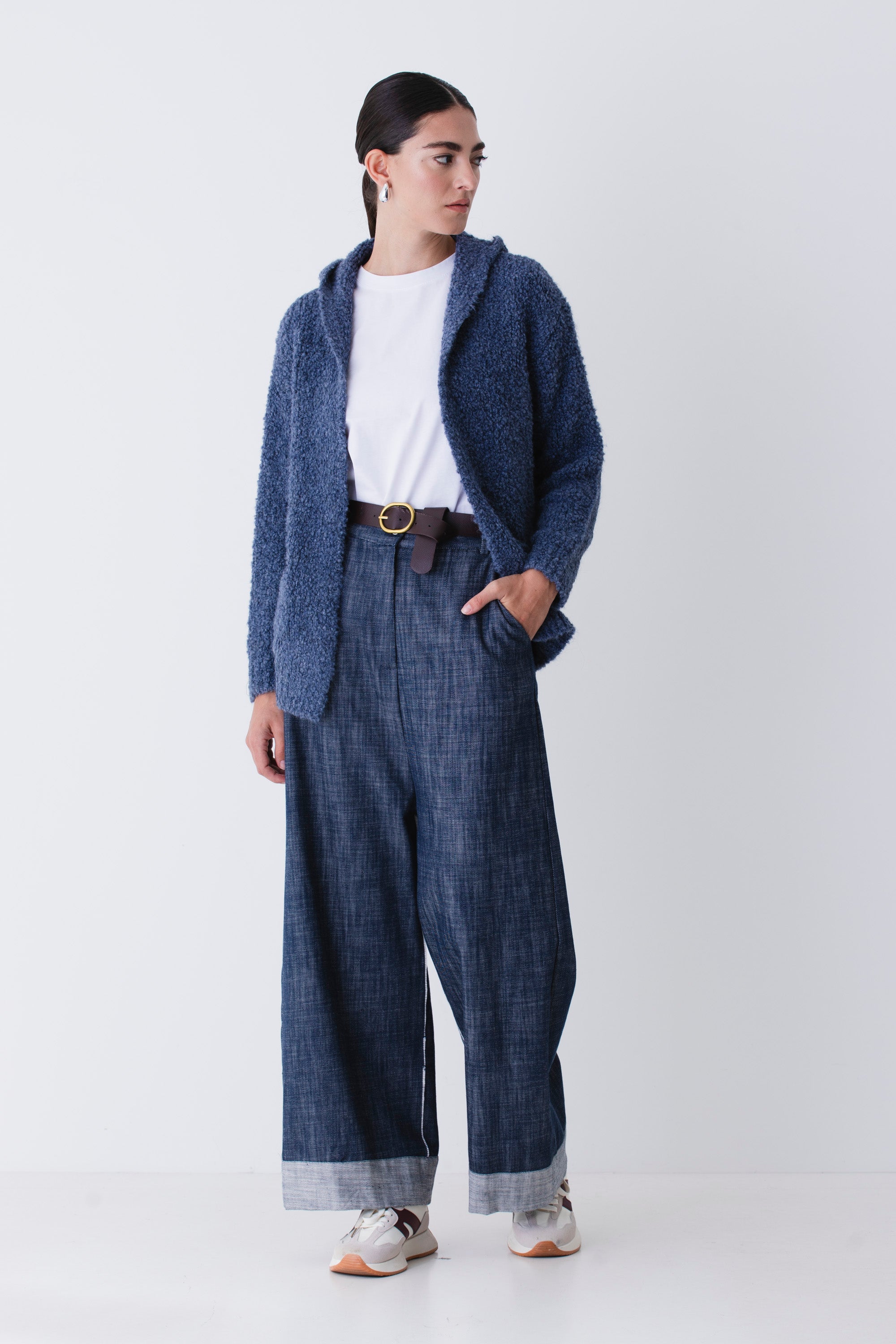 Cardigan corto in misto lana boucle - FW26