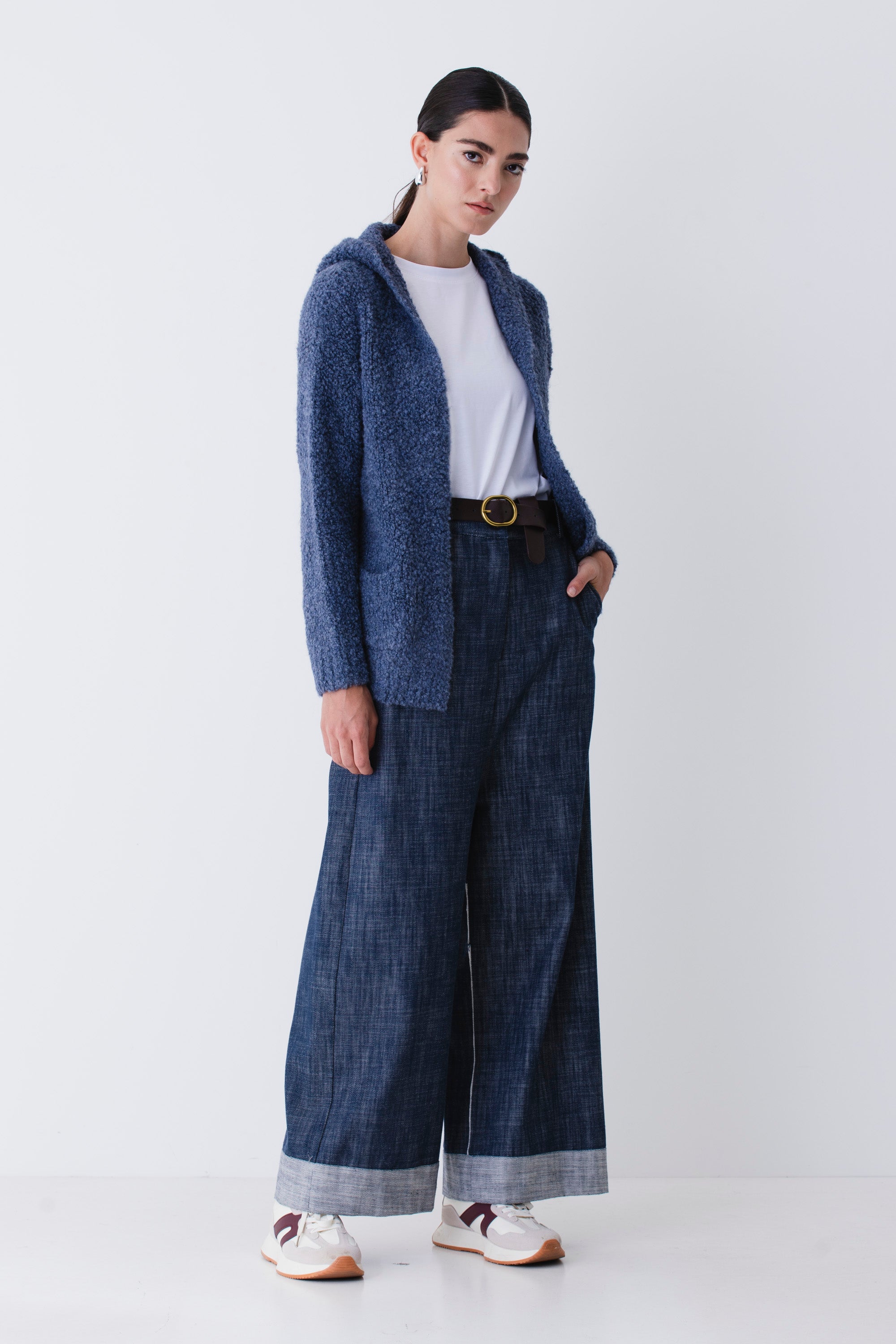 Cardigan corto in misto lana boucle - FW26