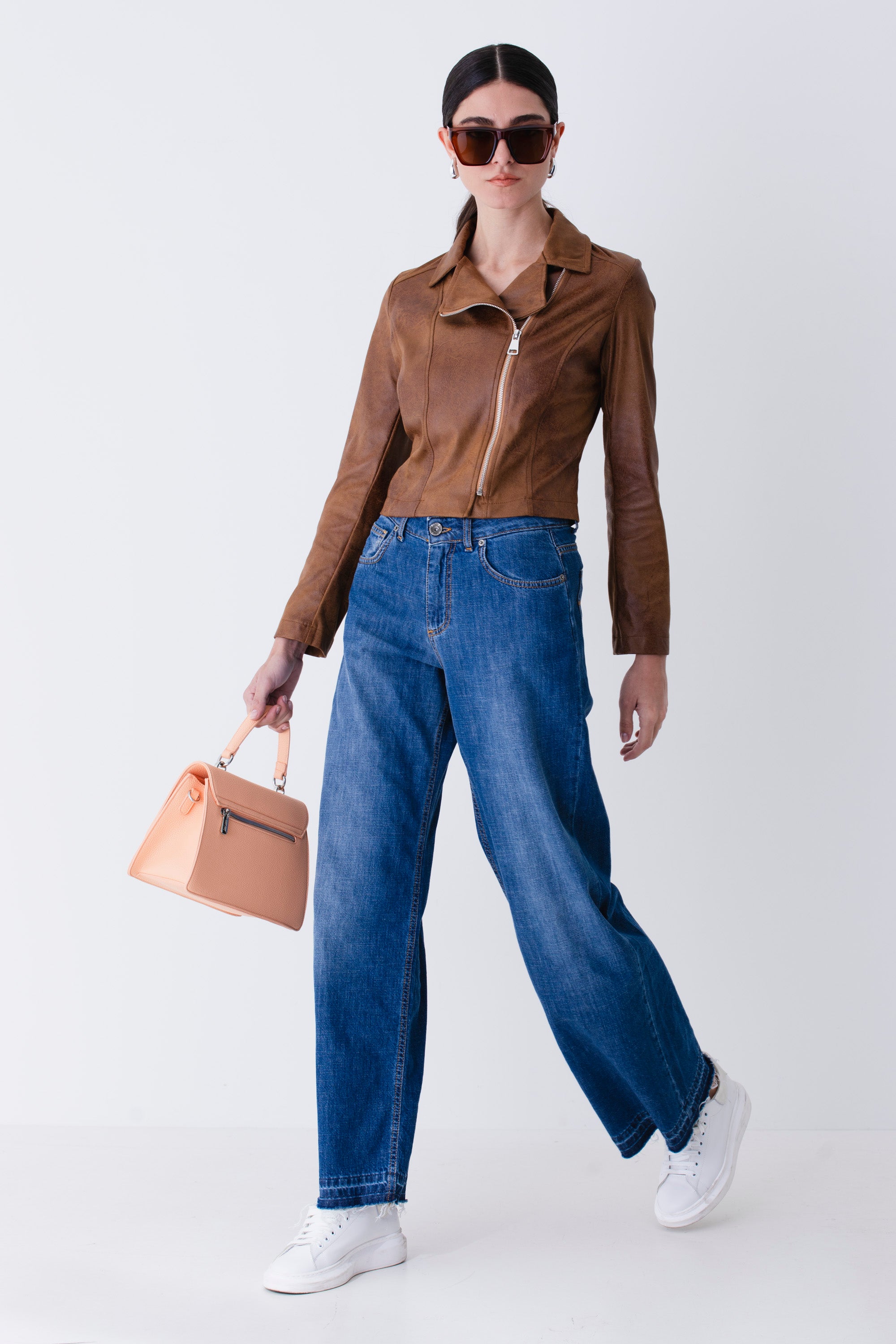 Giacca chiodo in similpelle vintage - PE25