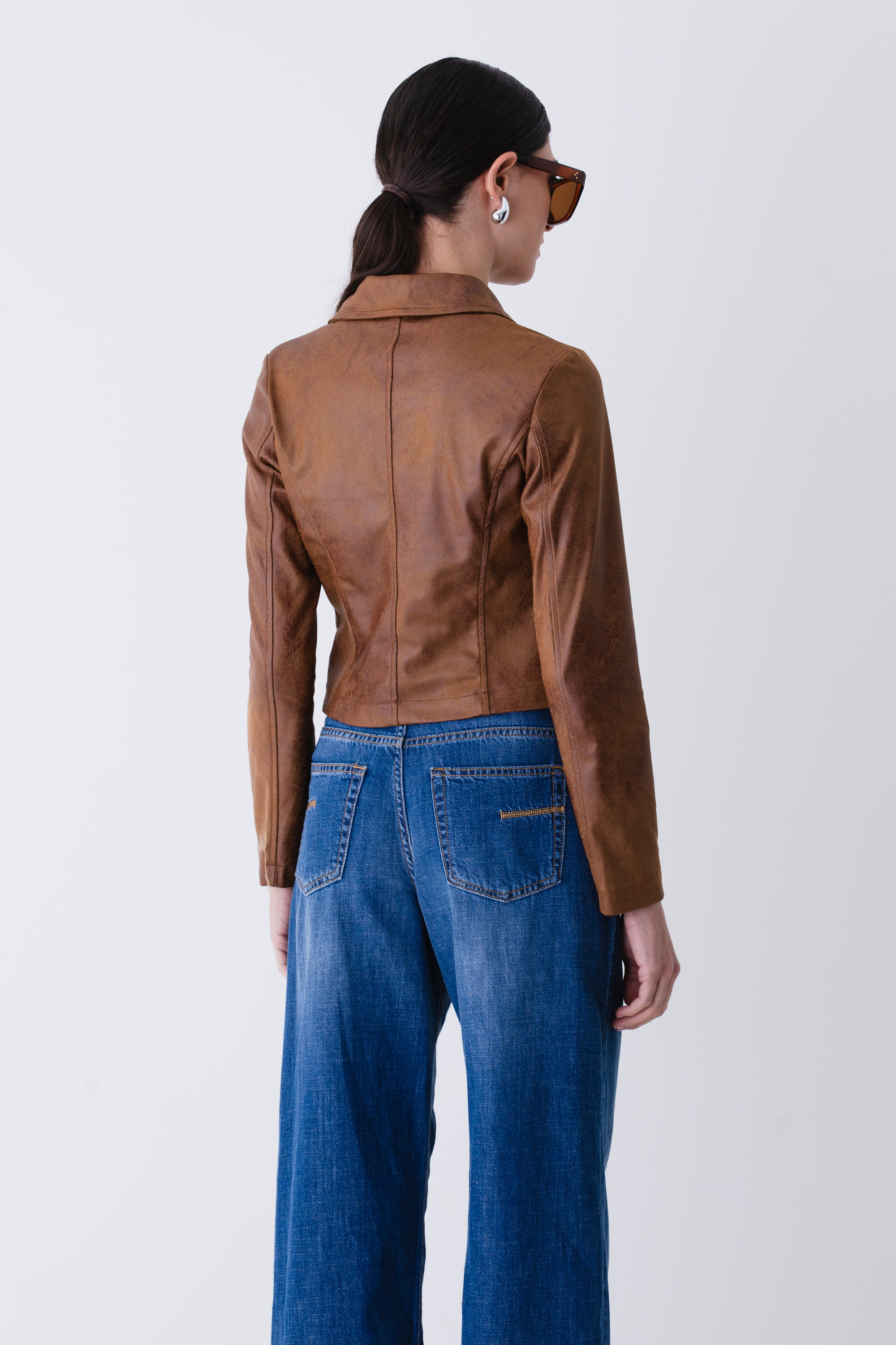 Giacca chiodo in similpelle vintage - PE25