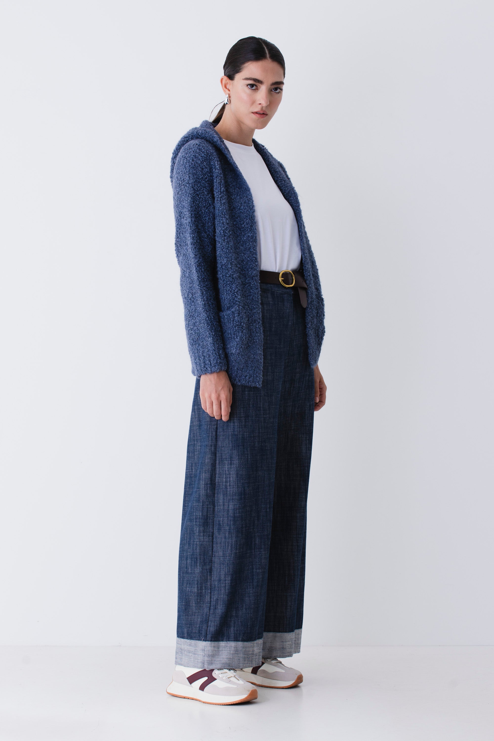 Cardigan corto in misto lana boucle - FW26