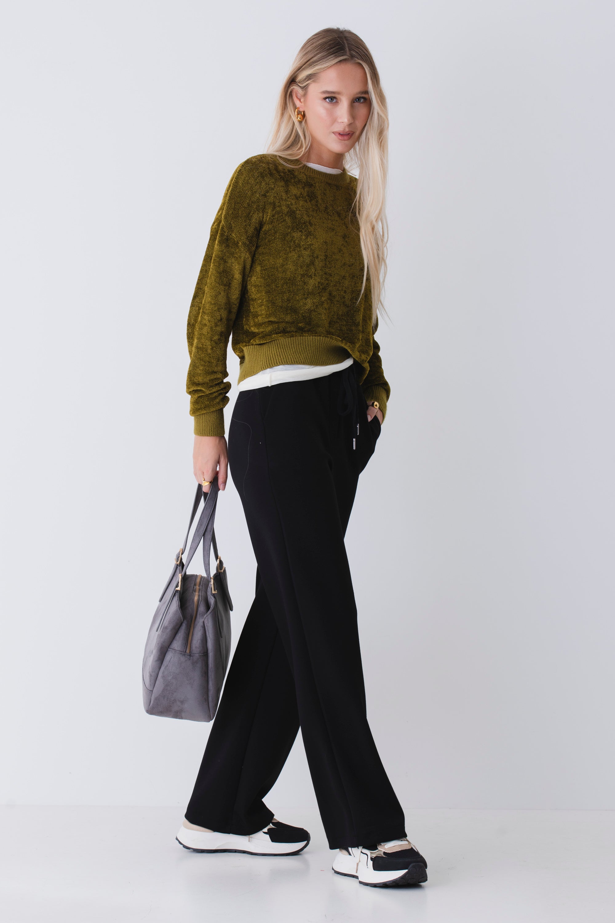 Pantalone palazzo in cotone elasticizzato - FW26