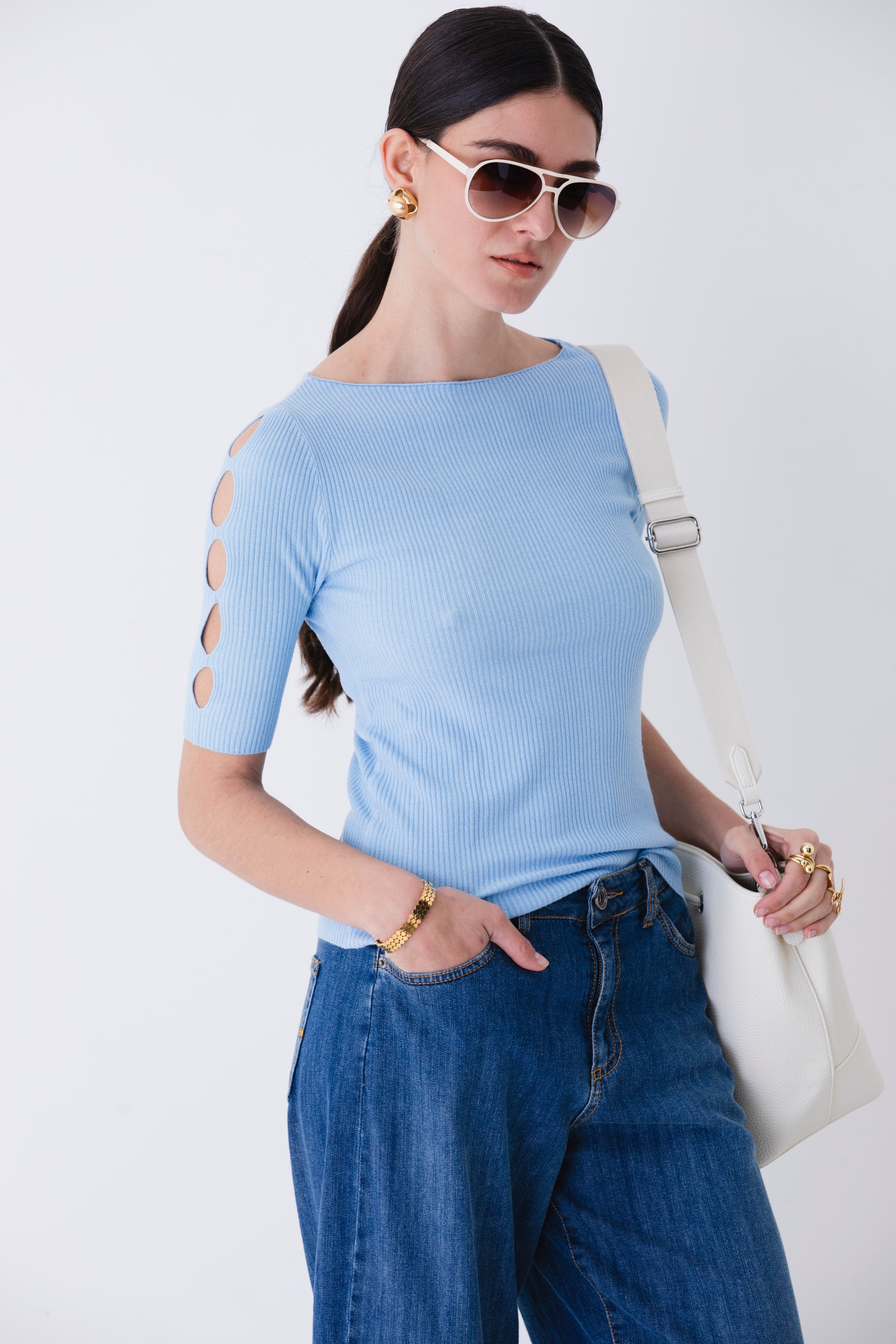 Maglia a costine con cut-out - PE25