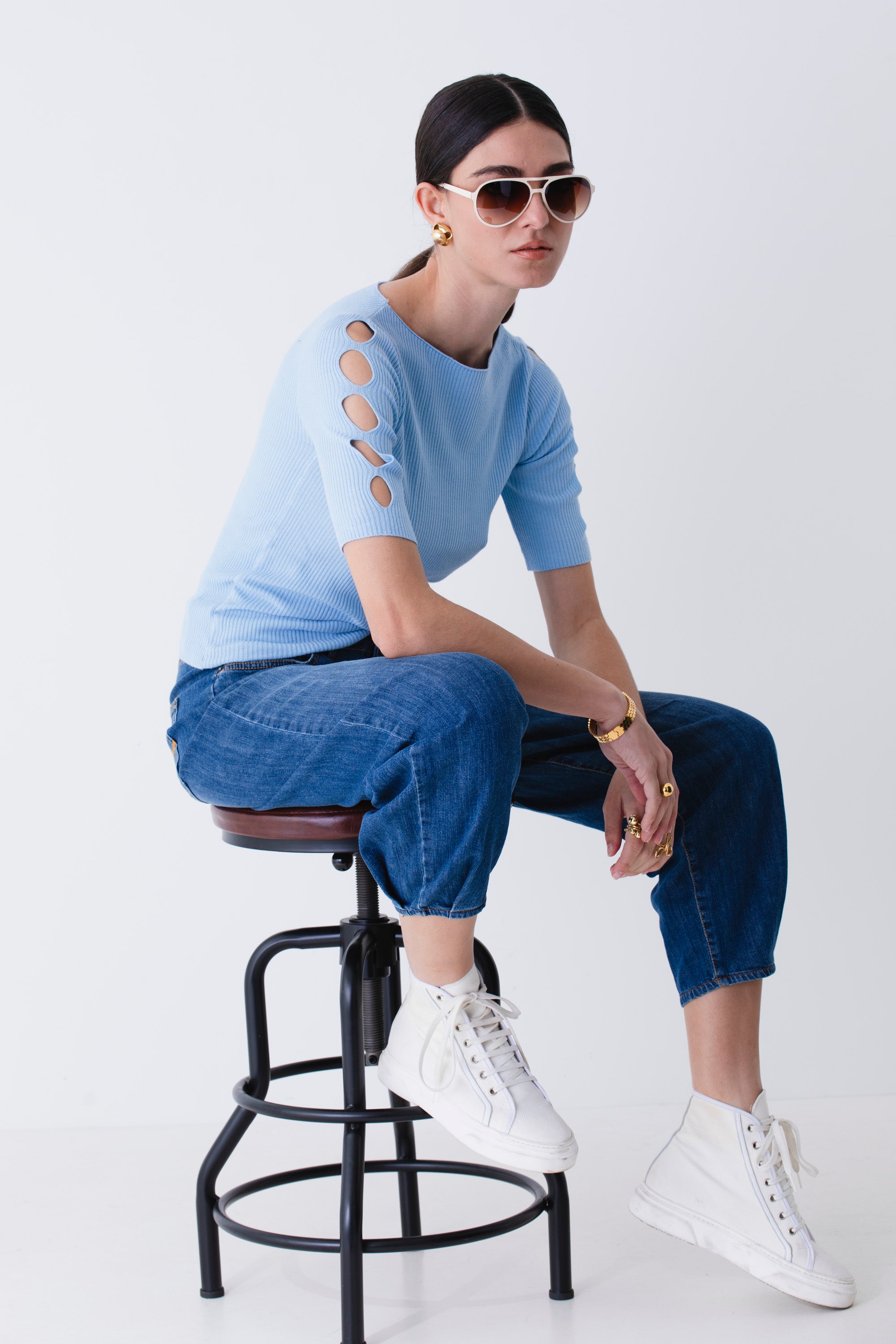 Maglia a costine con cut-out - PE25