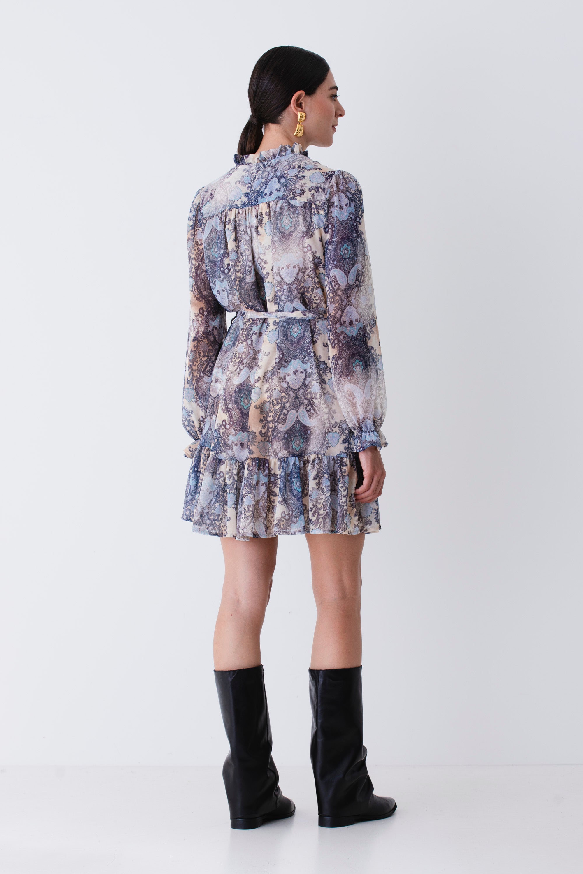 Abito corto in georgette fantasia cachemire - FW26