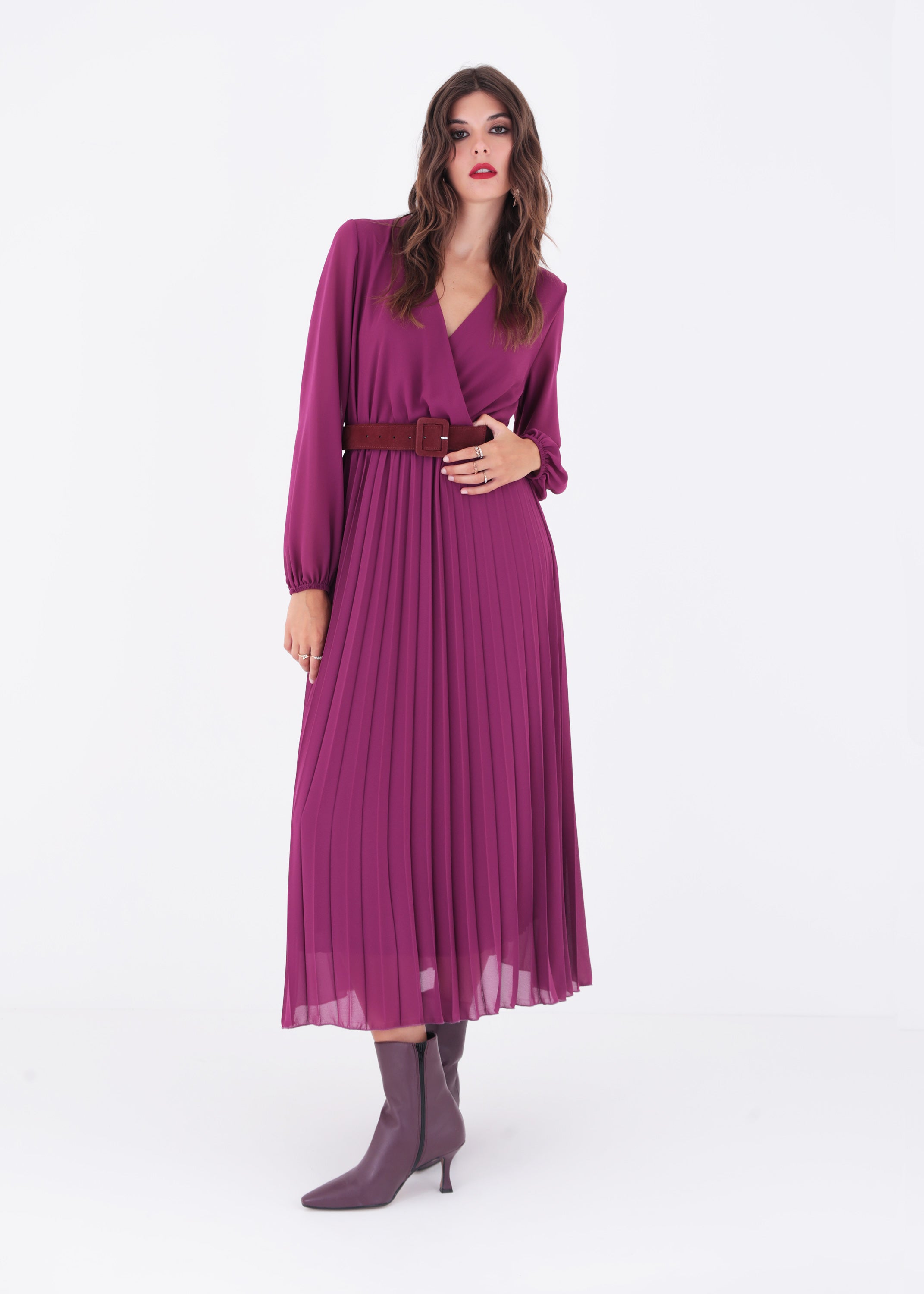 Abito lungo in georgette plissè - FW23