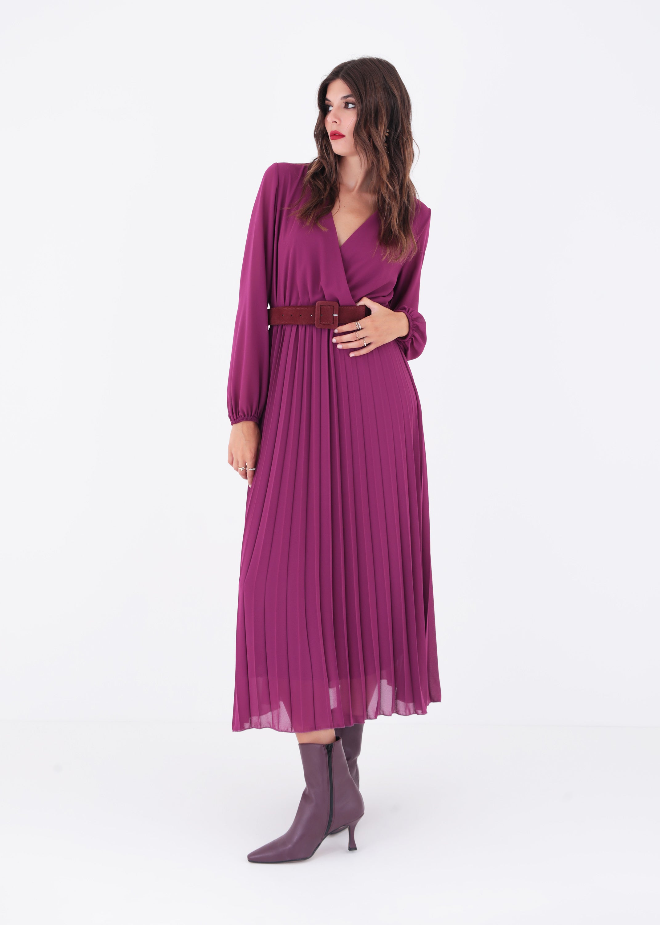 Abito lungo in georgette plissè - FW23