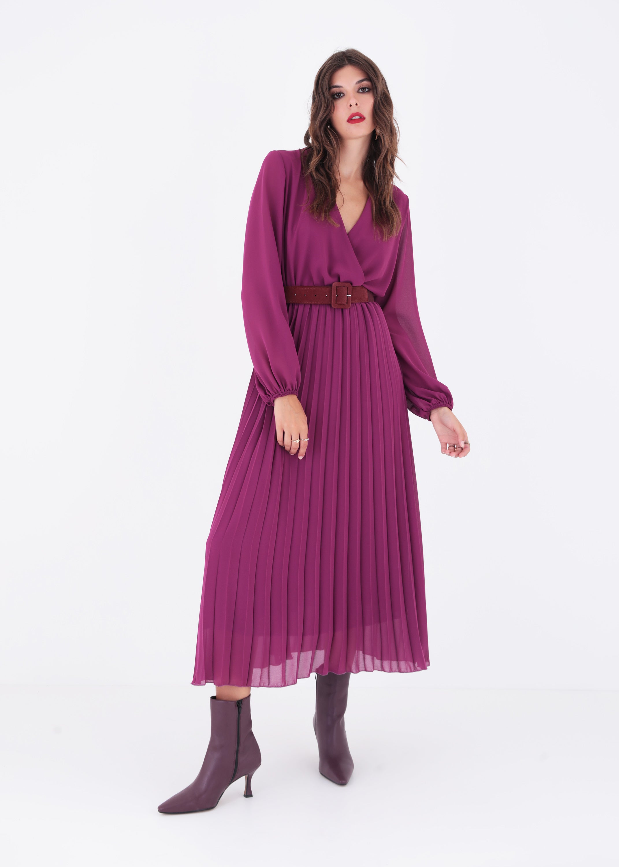 Abito lungo in georgette plissè - FW23