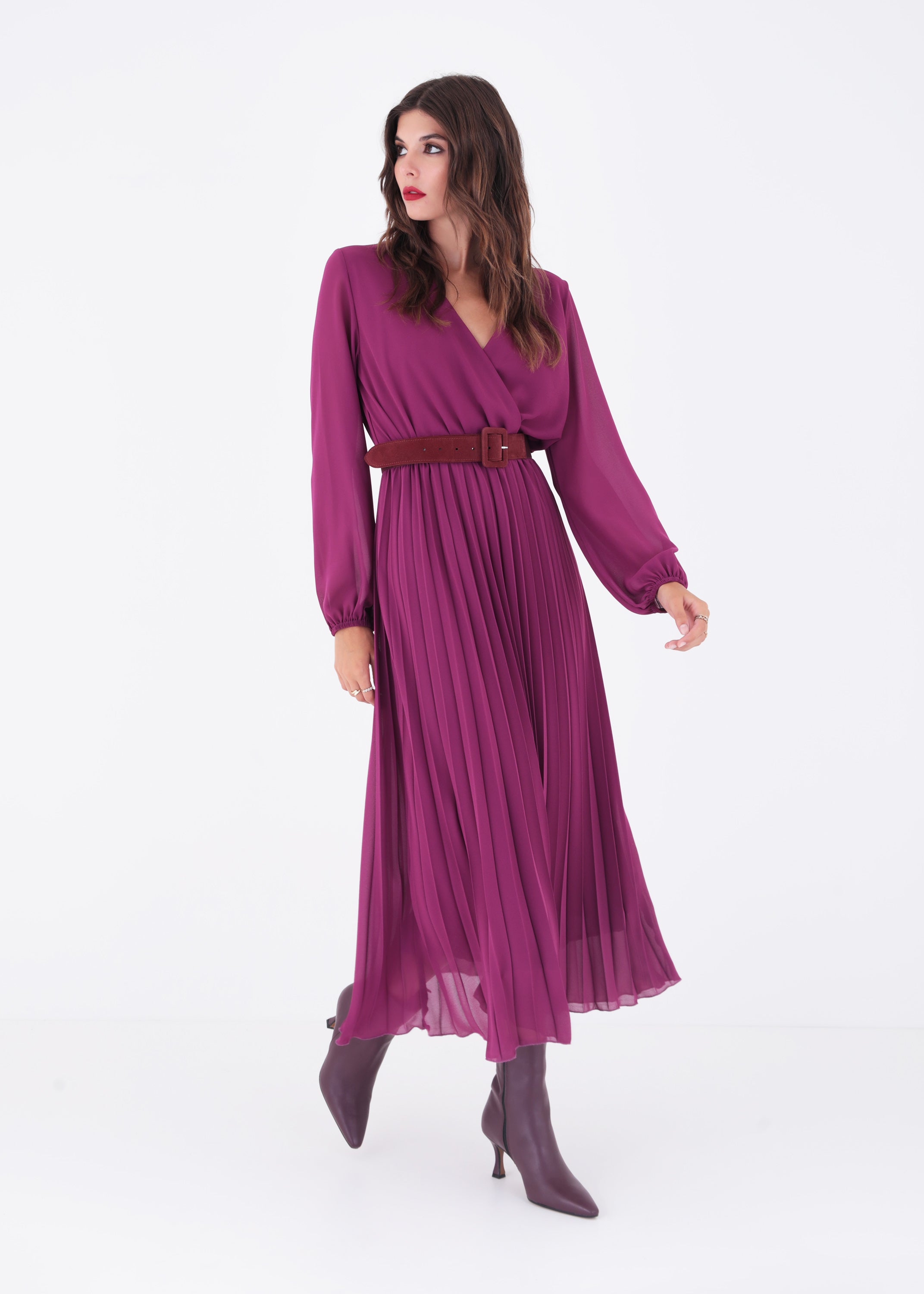 Abito lungo in georgette plissè - FW23