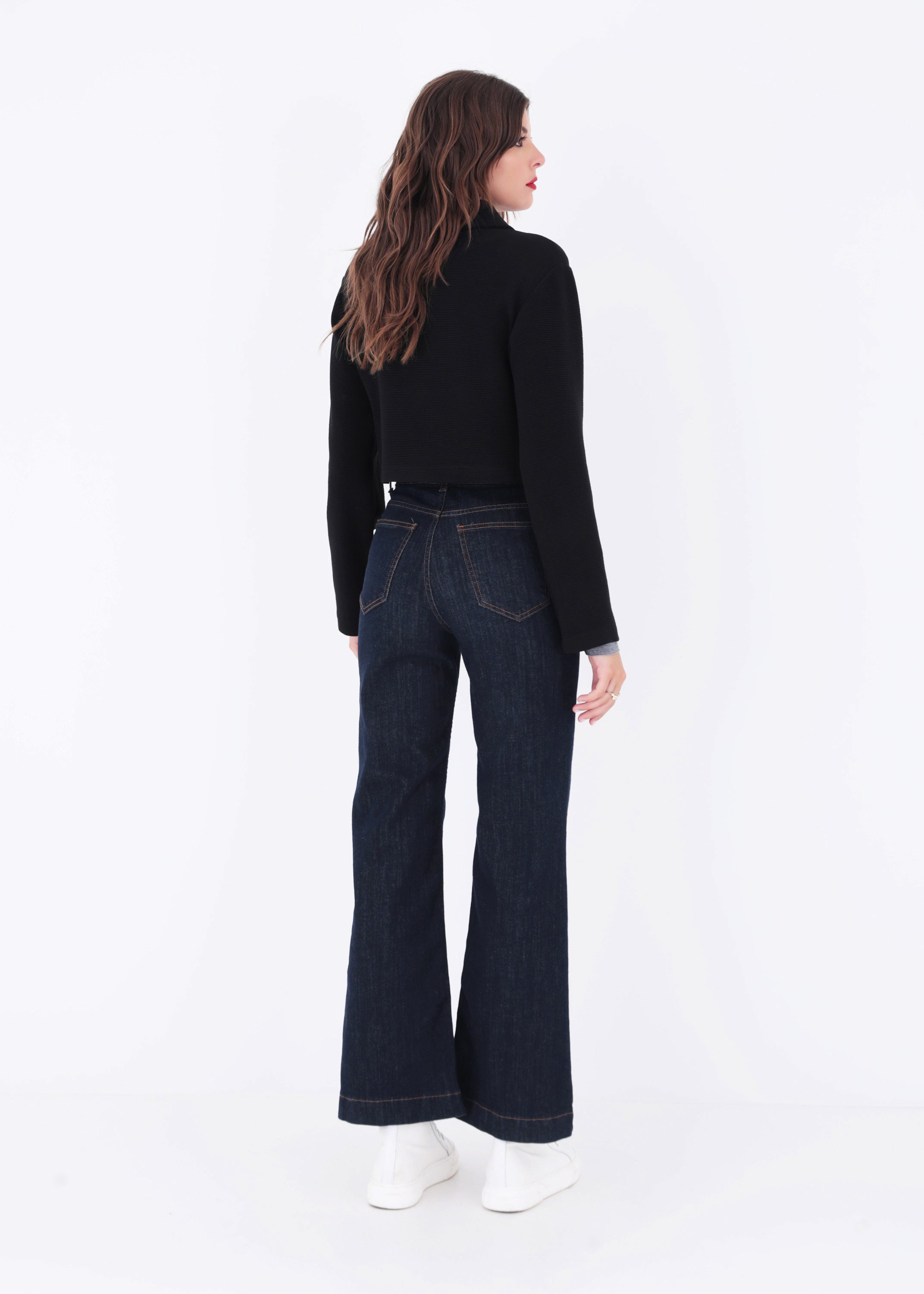 Giacca crop con cerniera in tessuto ottoman - FW23