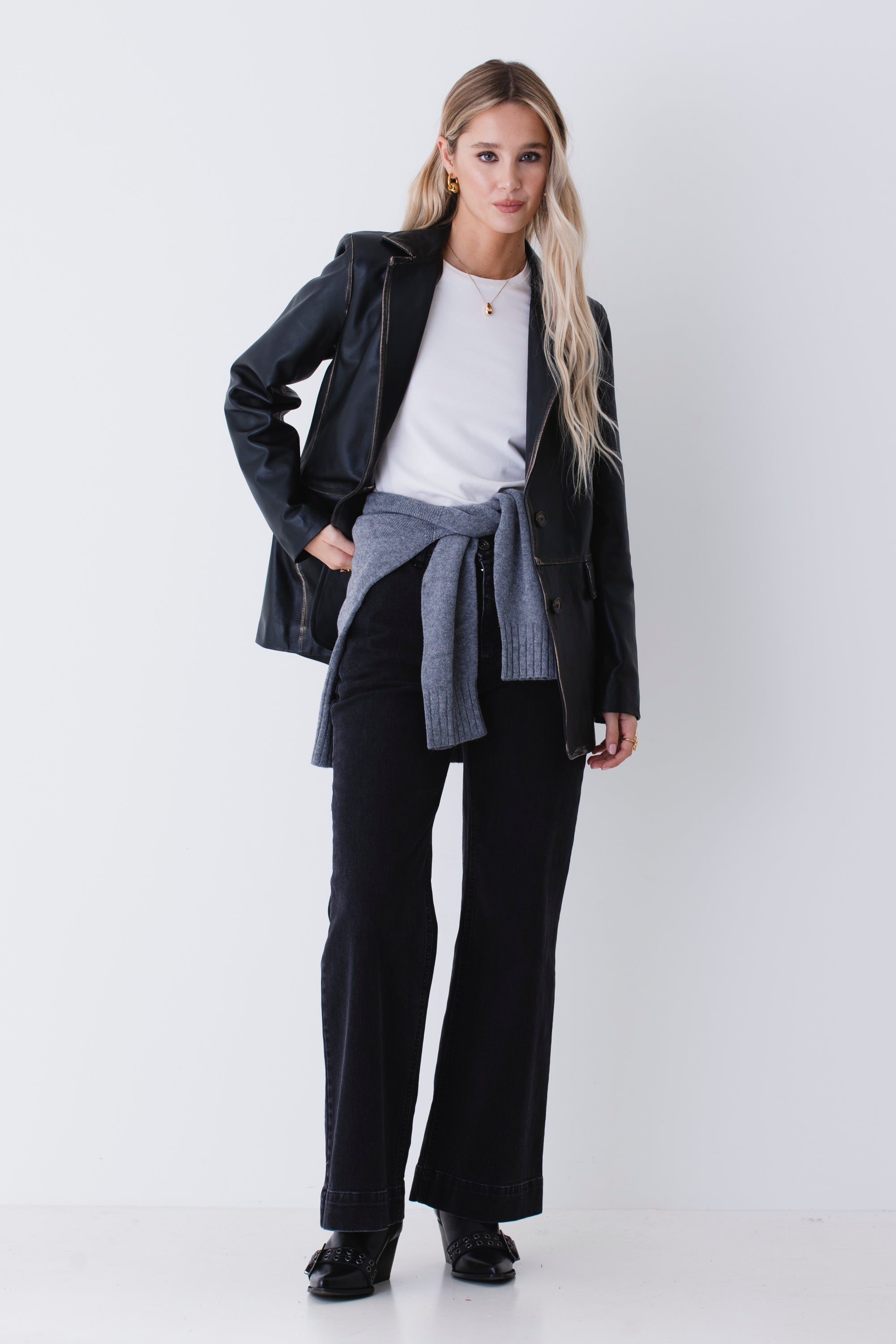 Blazer lungo in vera pelle - FW26