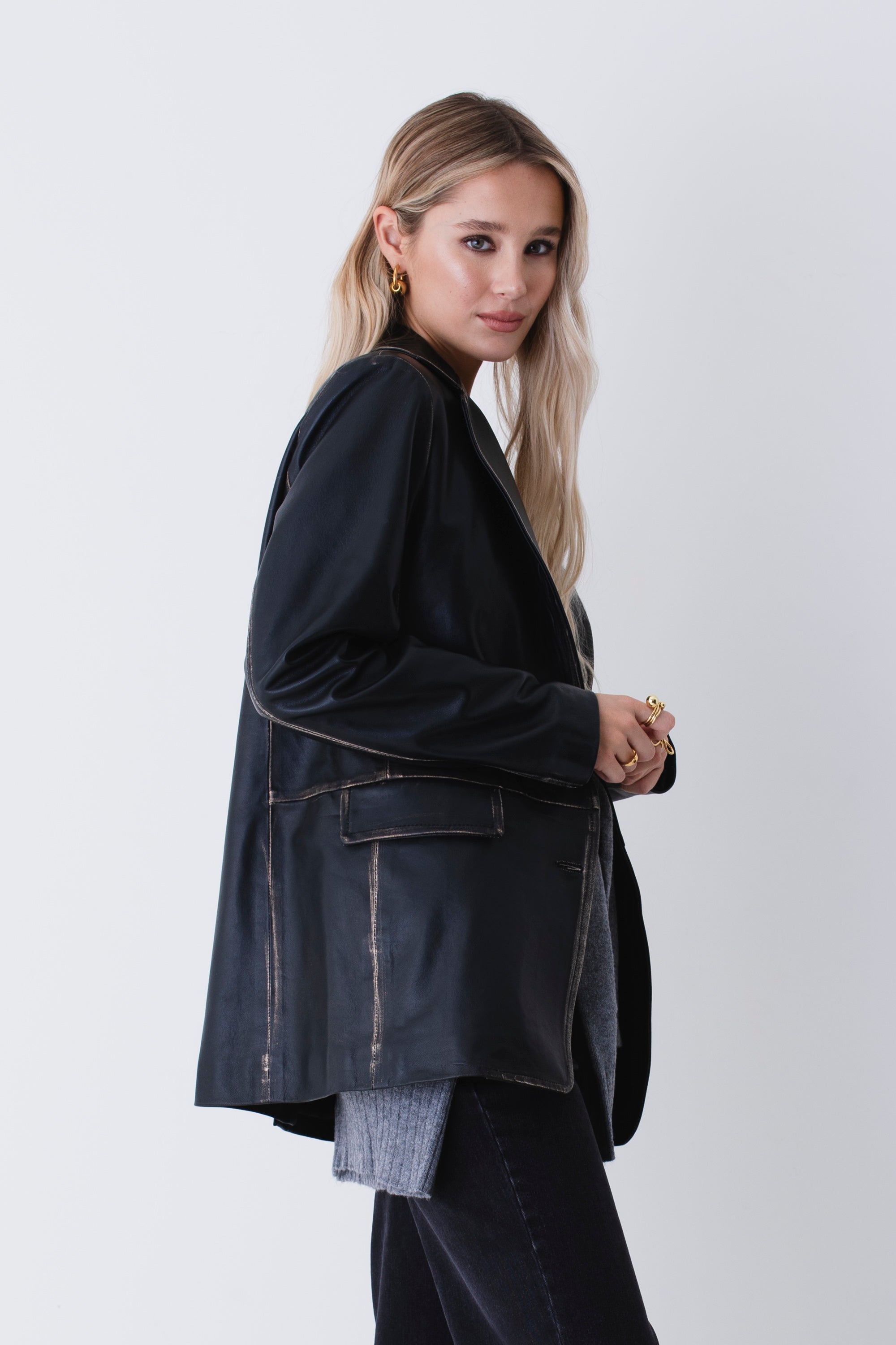 Blazer lungo in vera pelle - FW26