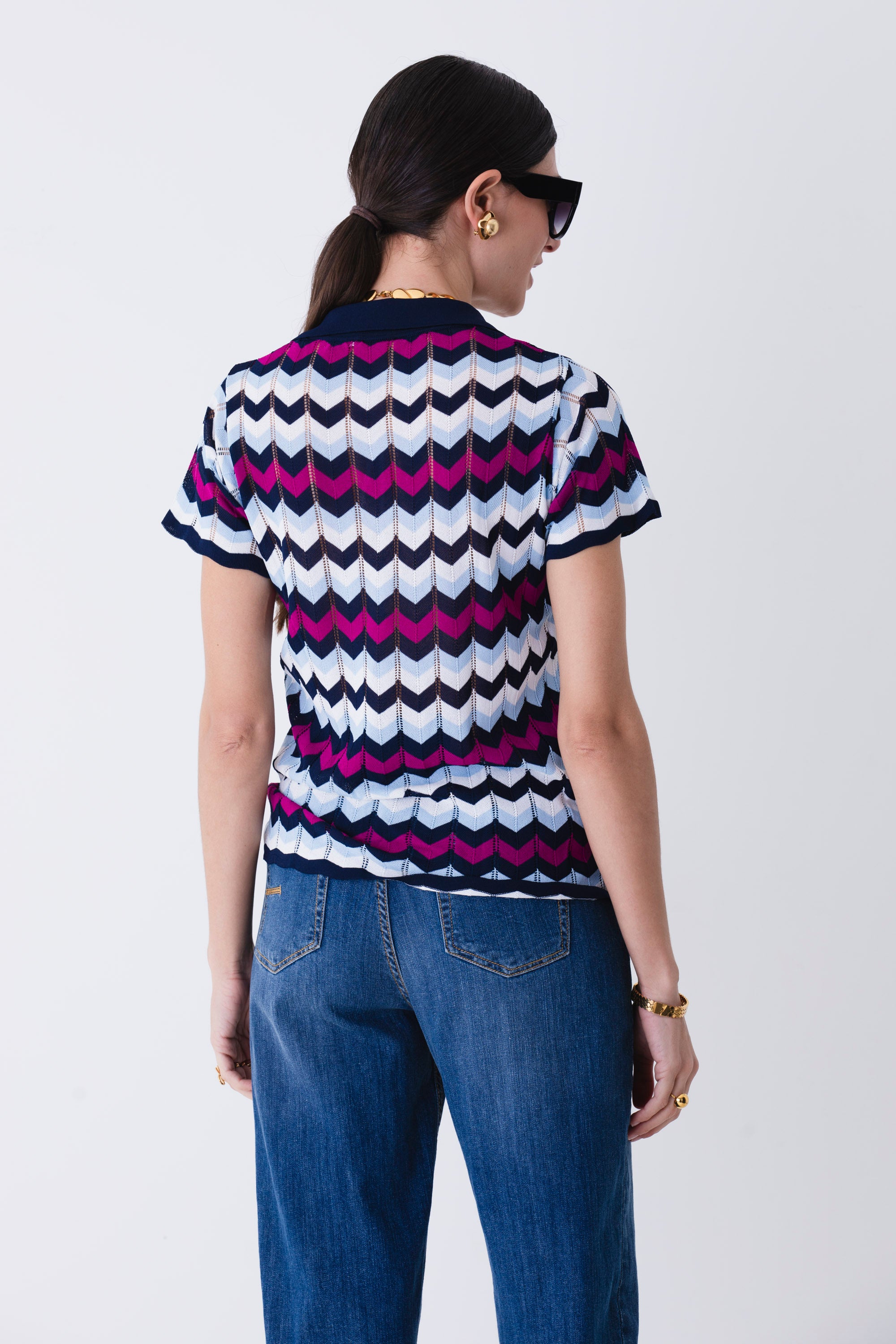 Polo fantasia chevron in viscosa - PE25