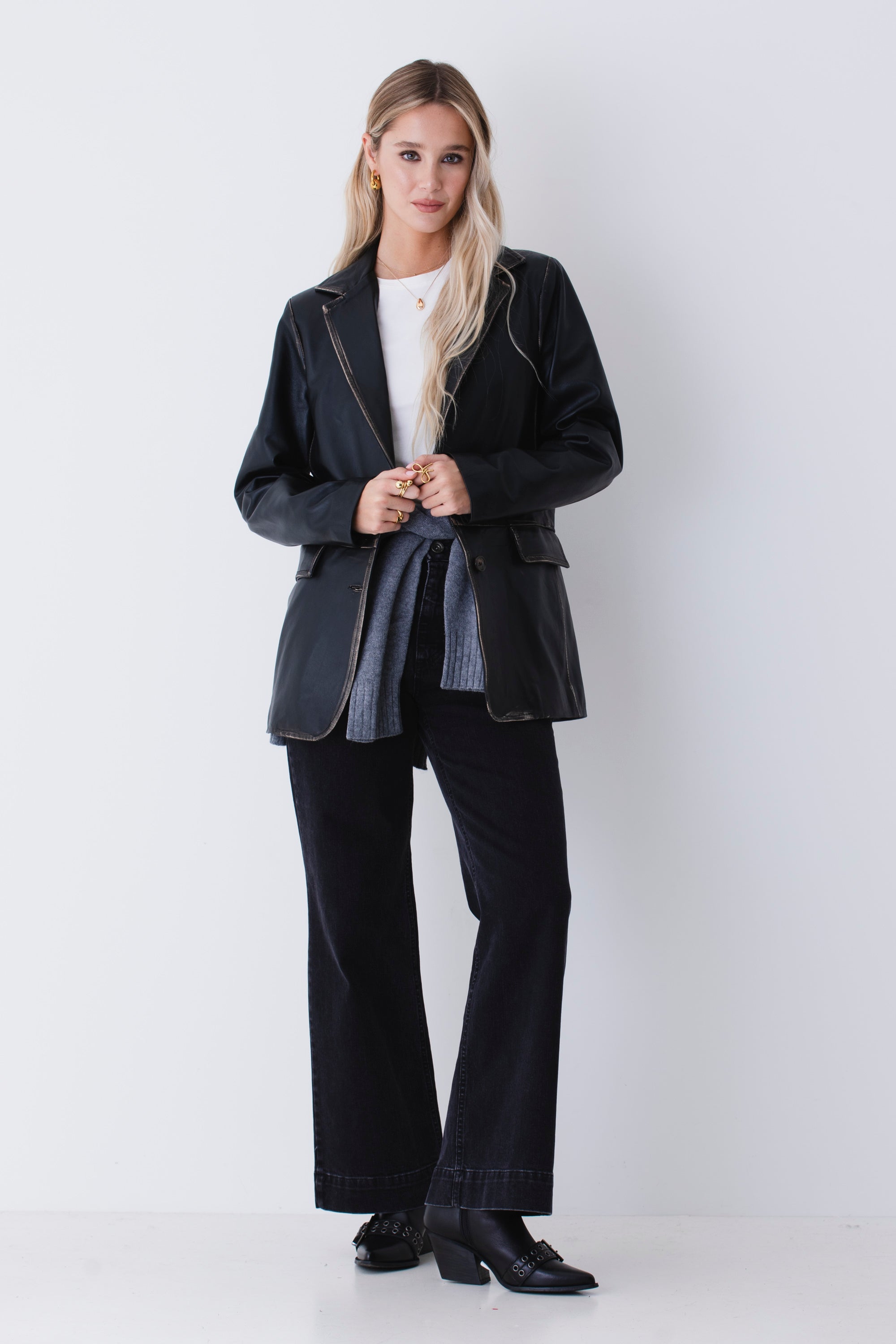 Blazer lungo in vera pelle - FW26
