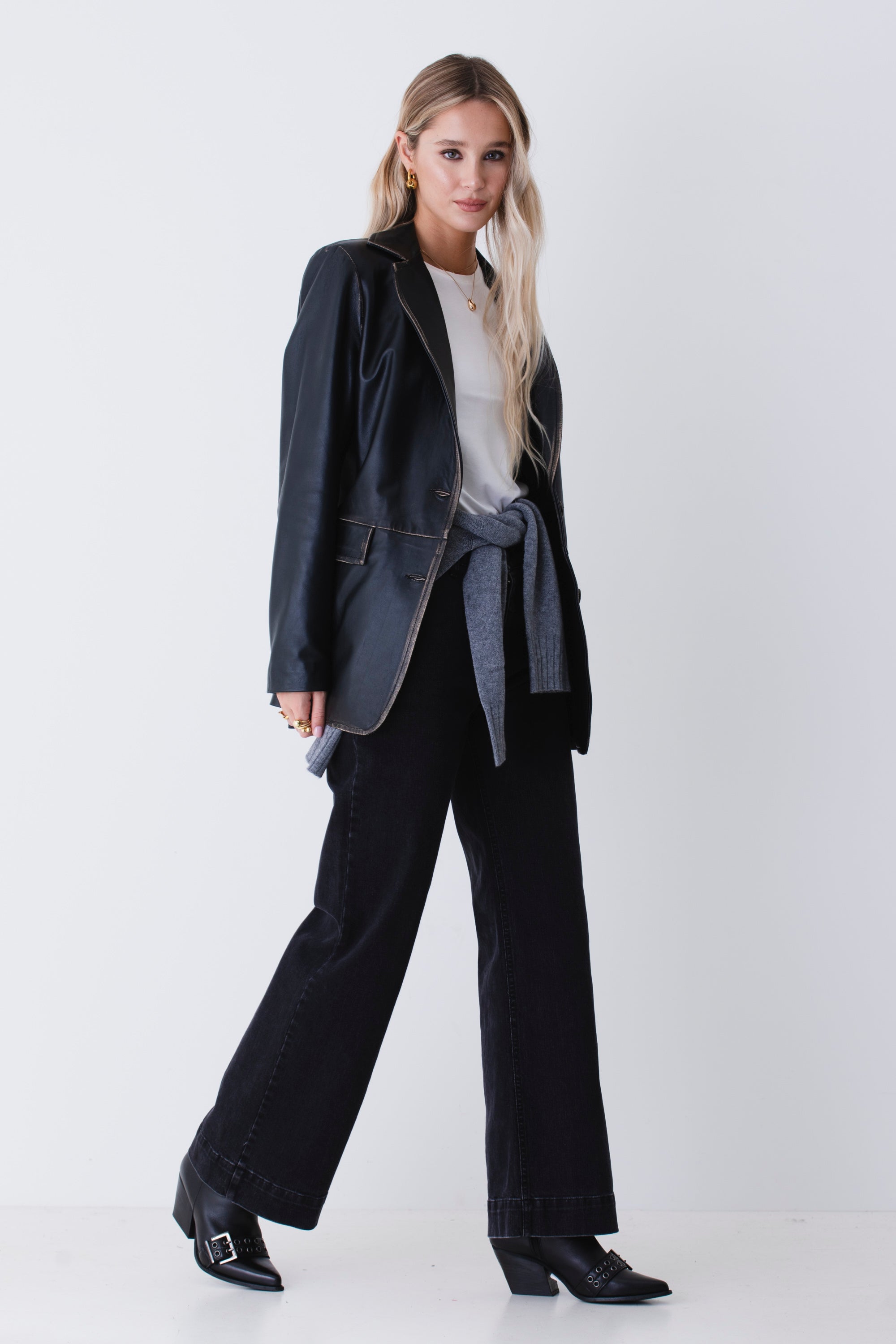 Blazer lungo in vera pelle - FW26