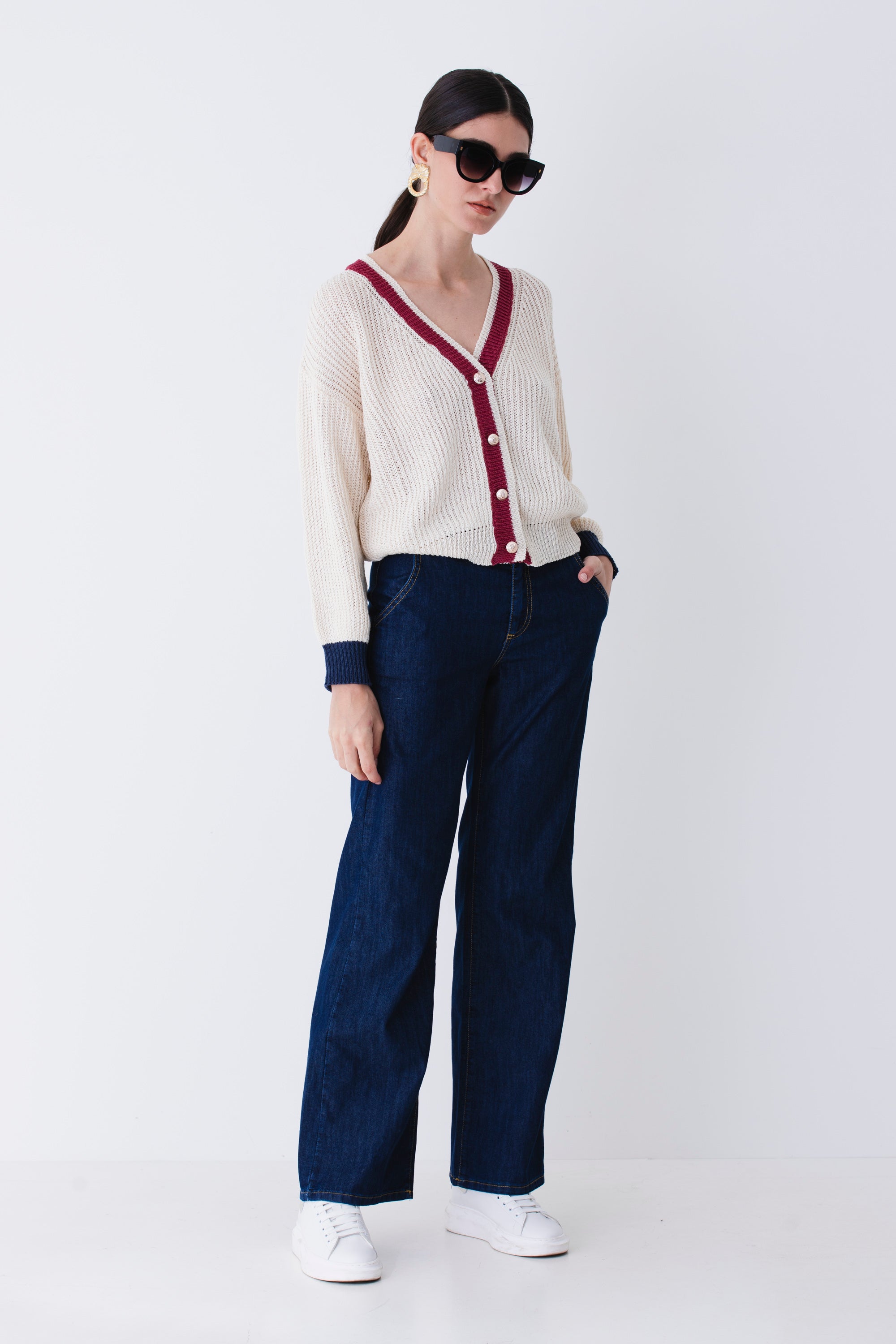 Cardigan in cotone con bottoni dorati - PE25