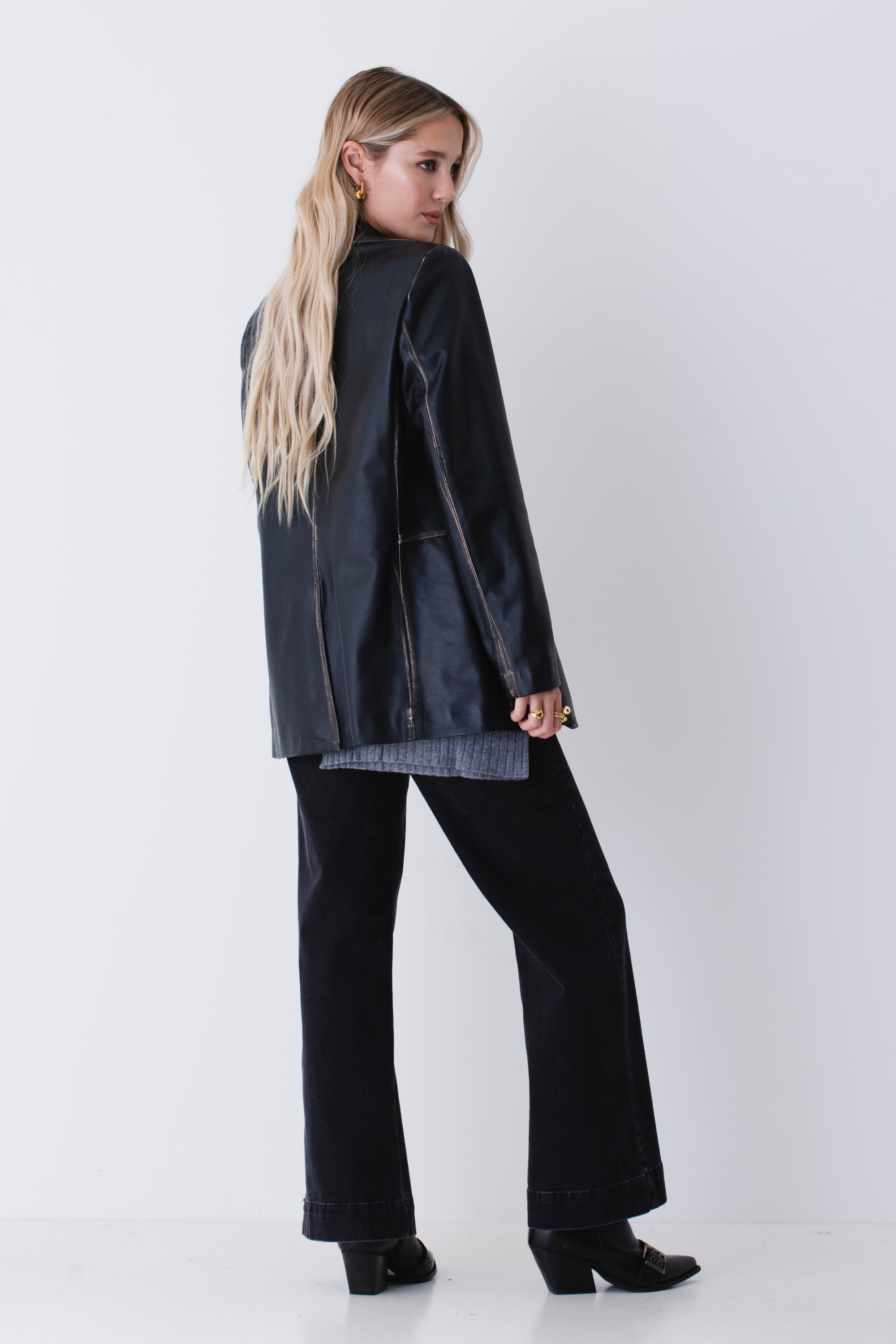 Blazer lungo in vera pelle - FW26