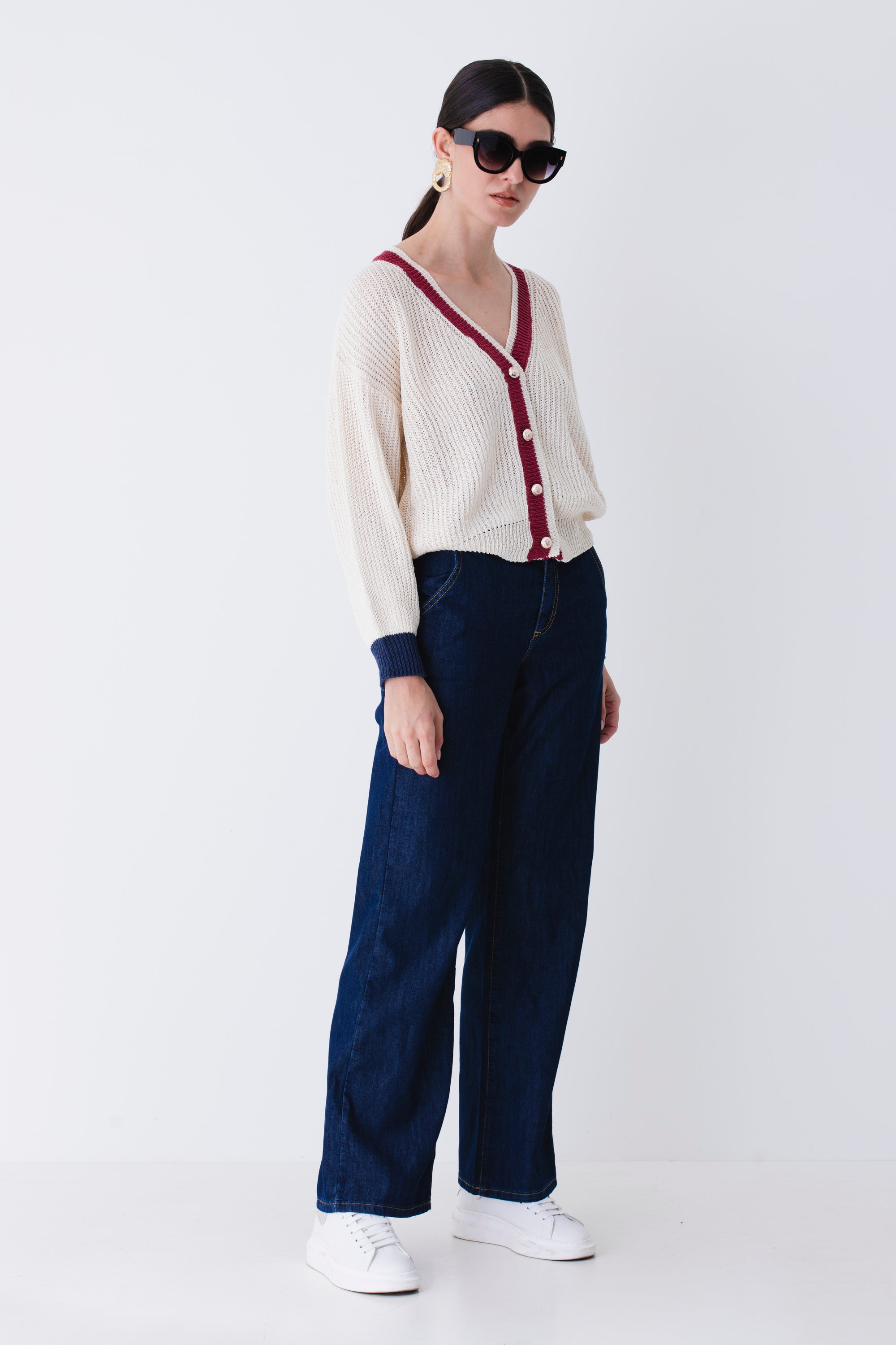 Cardigan in cotone con bottoni dorati - PE25