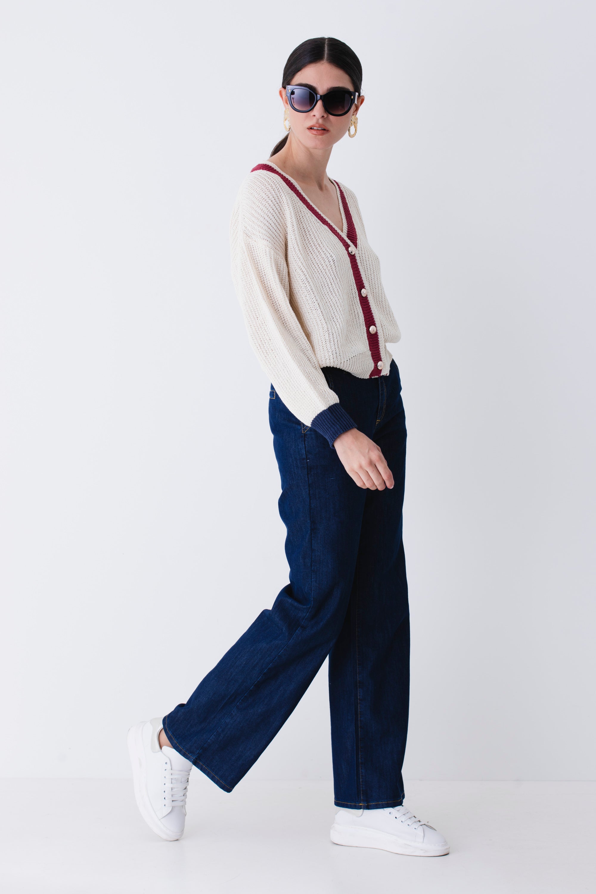 Cardigan in cotone con bottoni dorati - PE25