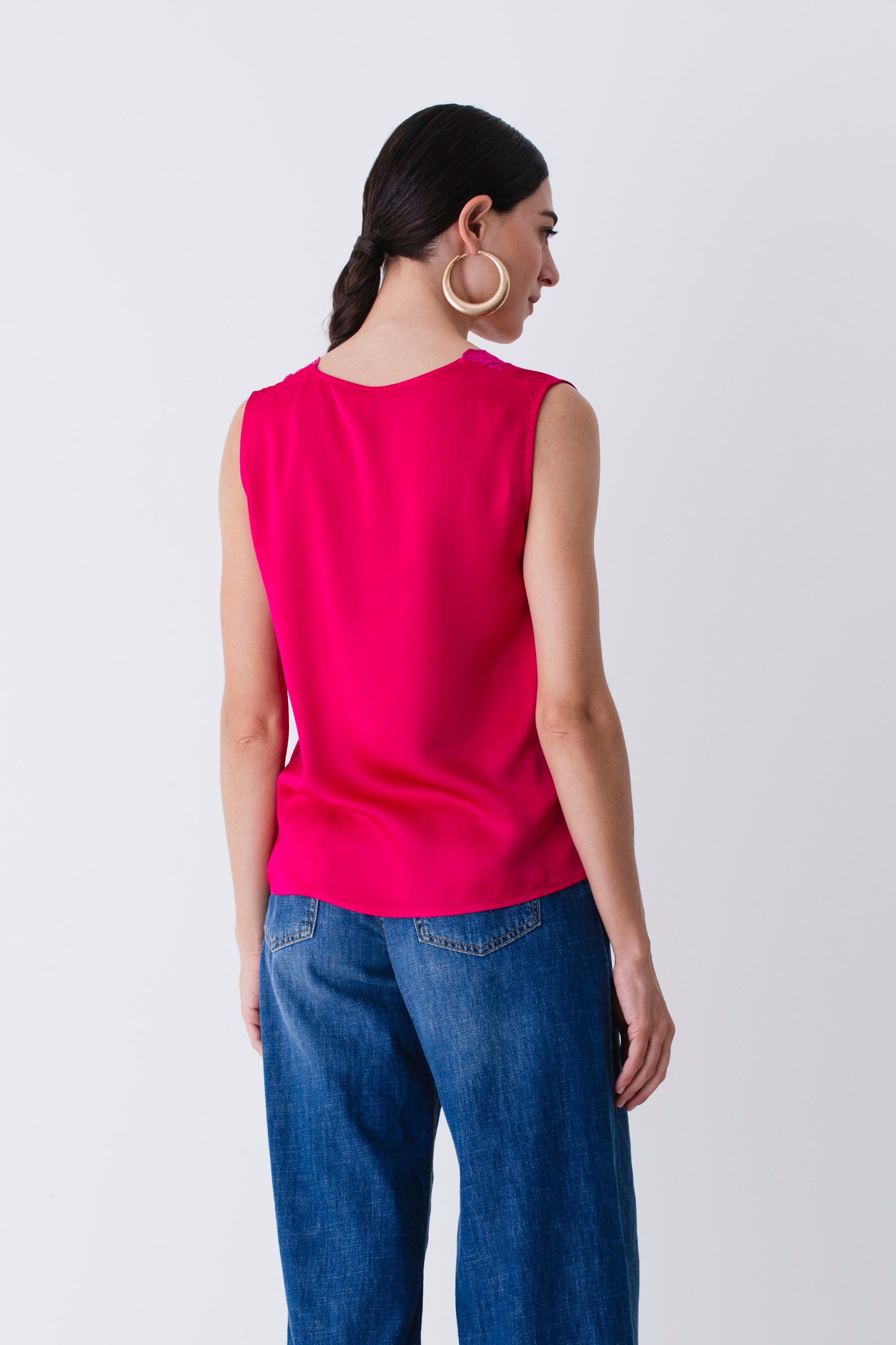 Blusa con pizzo in raso di viscosa - PE25