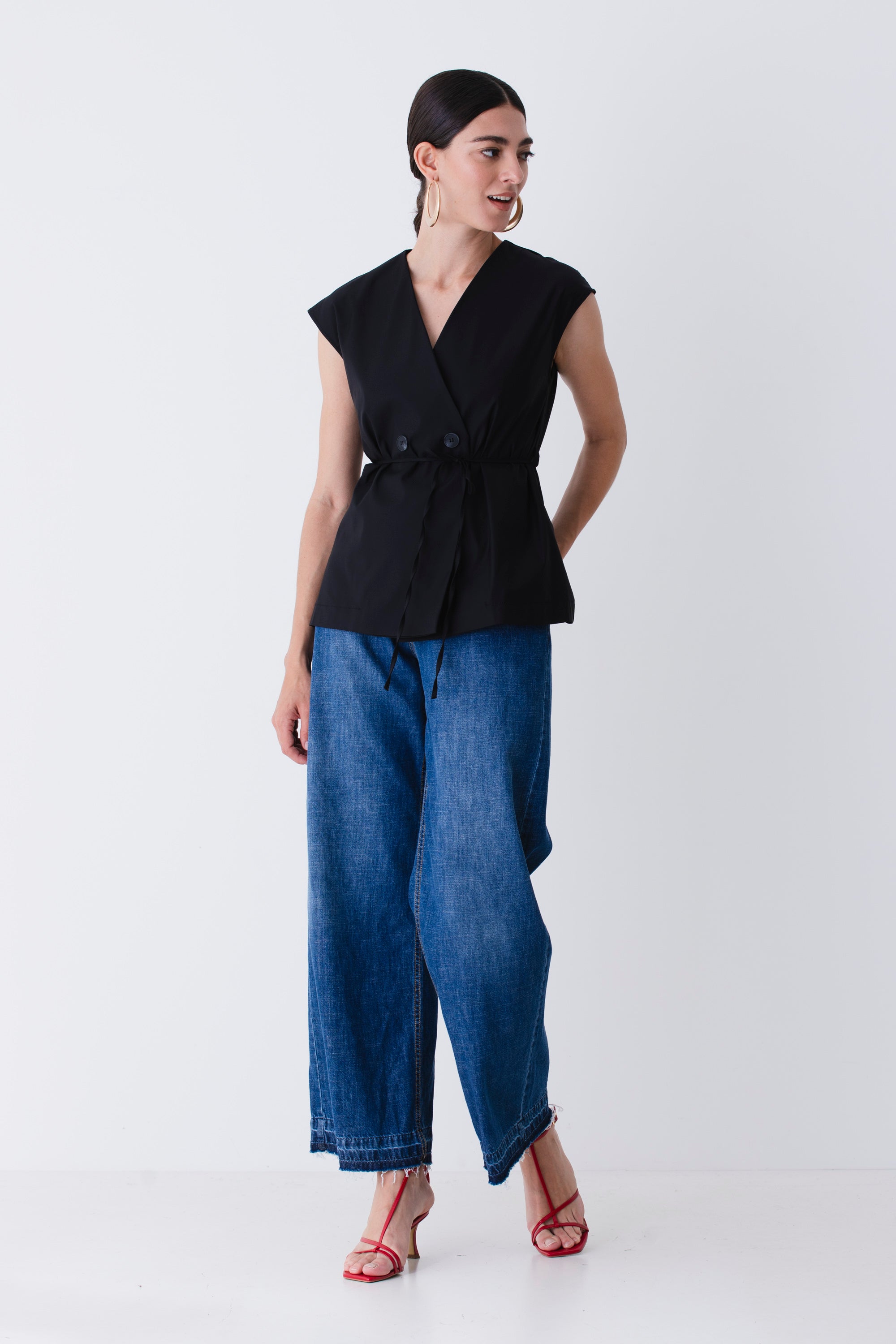 Gilet doppio petto in cotone elasticizzato - PE25