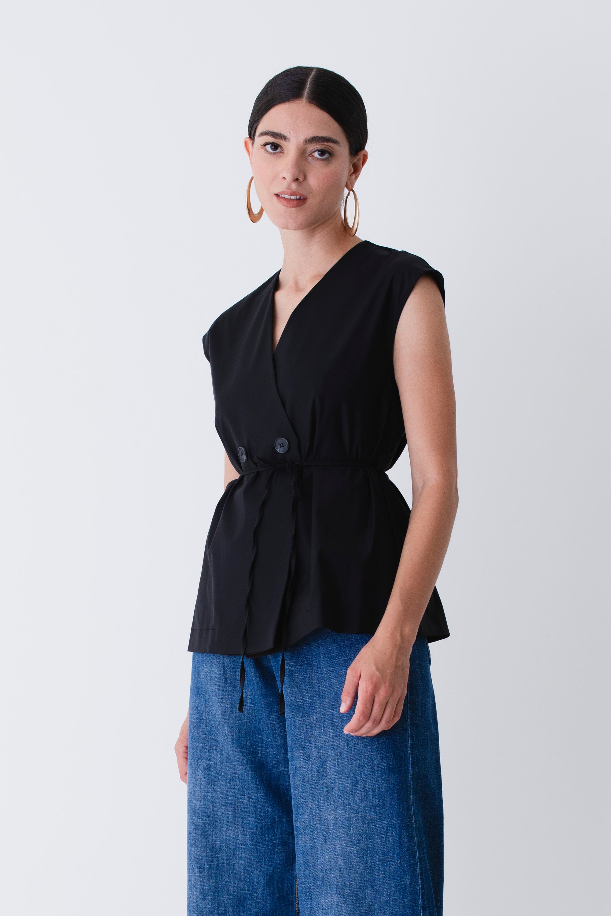 Gilet doppio petto in cotone elasticizzato - PE25