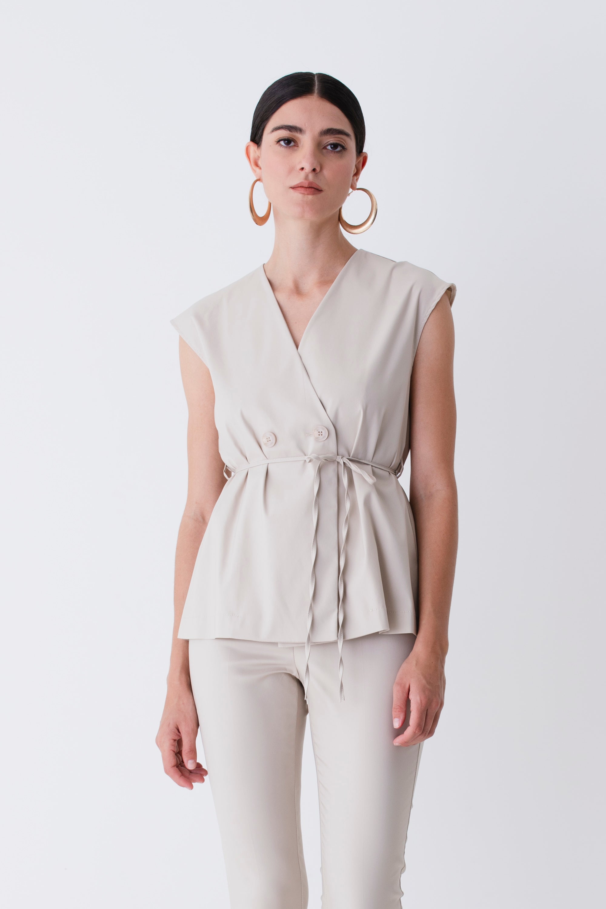 Gilet doppio petto in cotone elasticizzato - PE25
