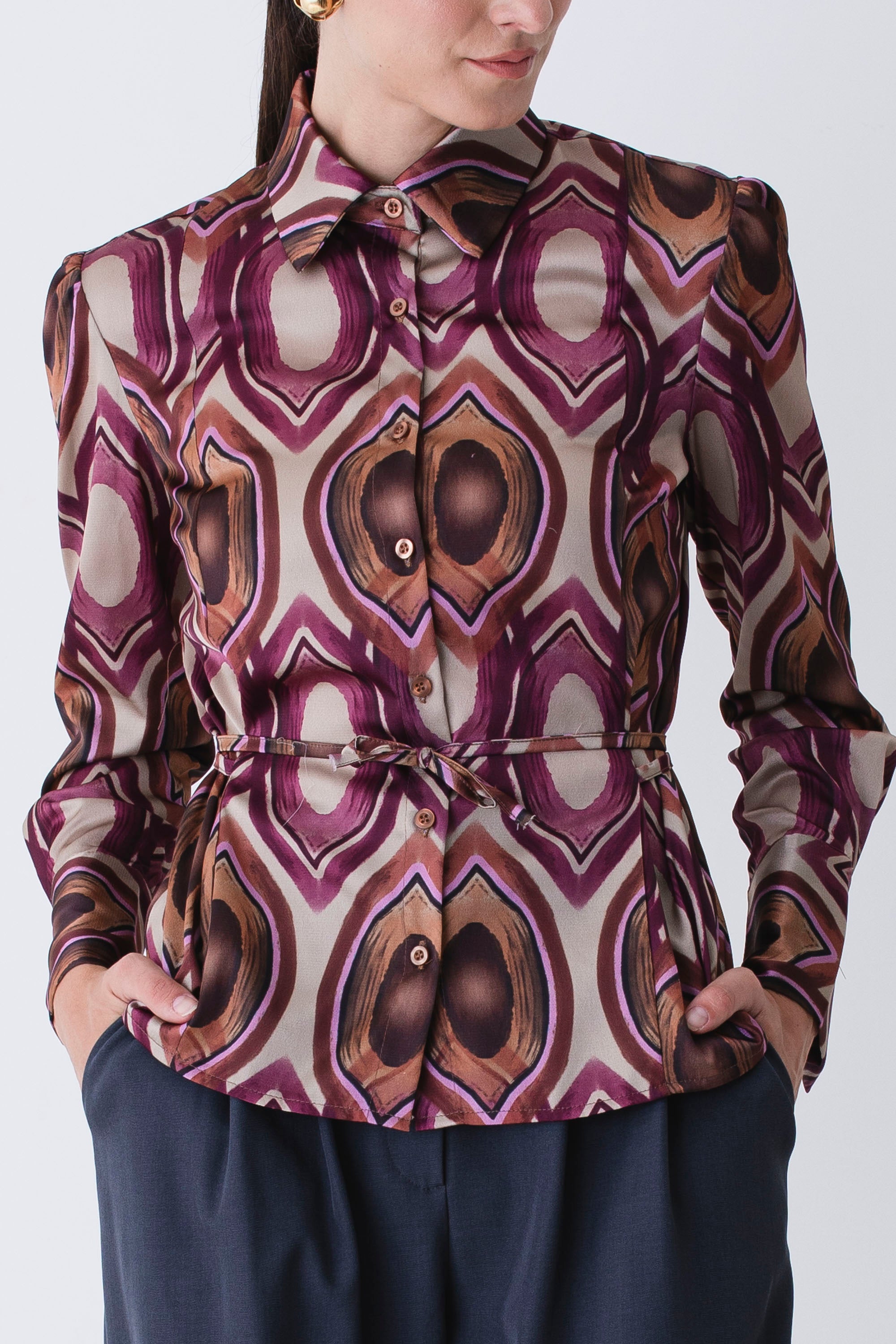 Camicia in raso fantasia geometrica - FW26