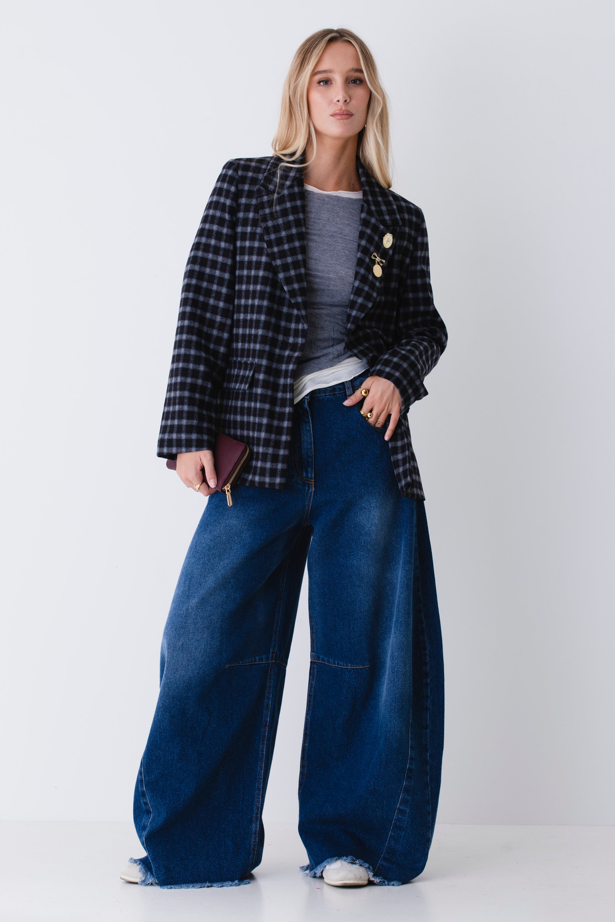Blazer ad un petto a quadri - FW26