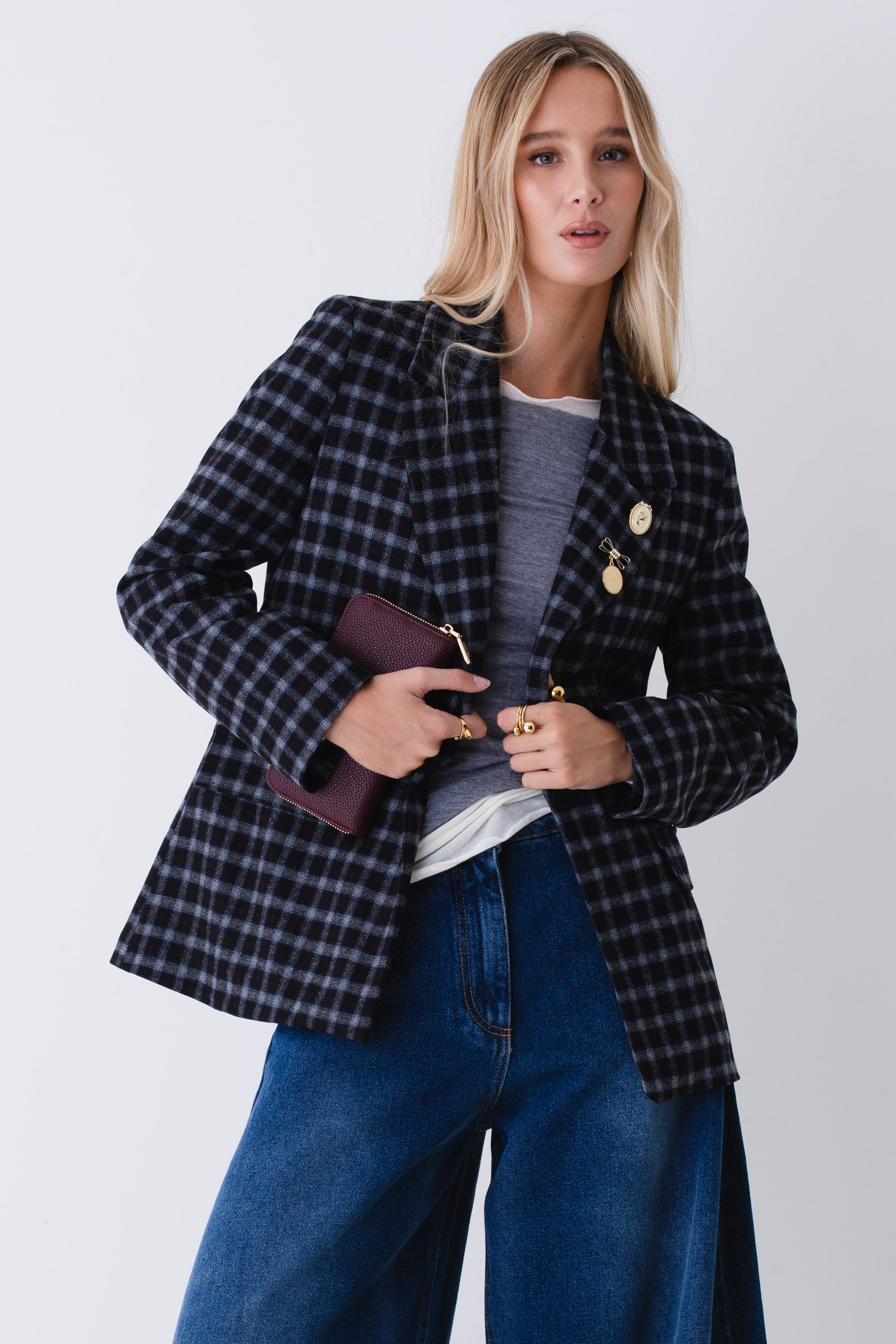 Blazer ad un petto a quadri - FW26