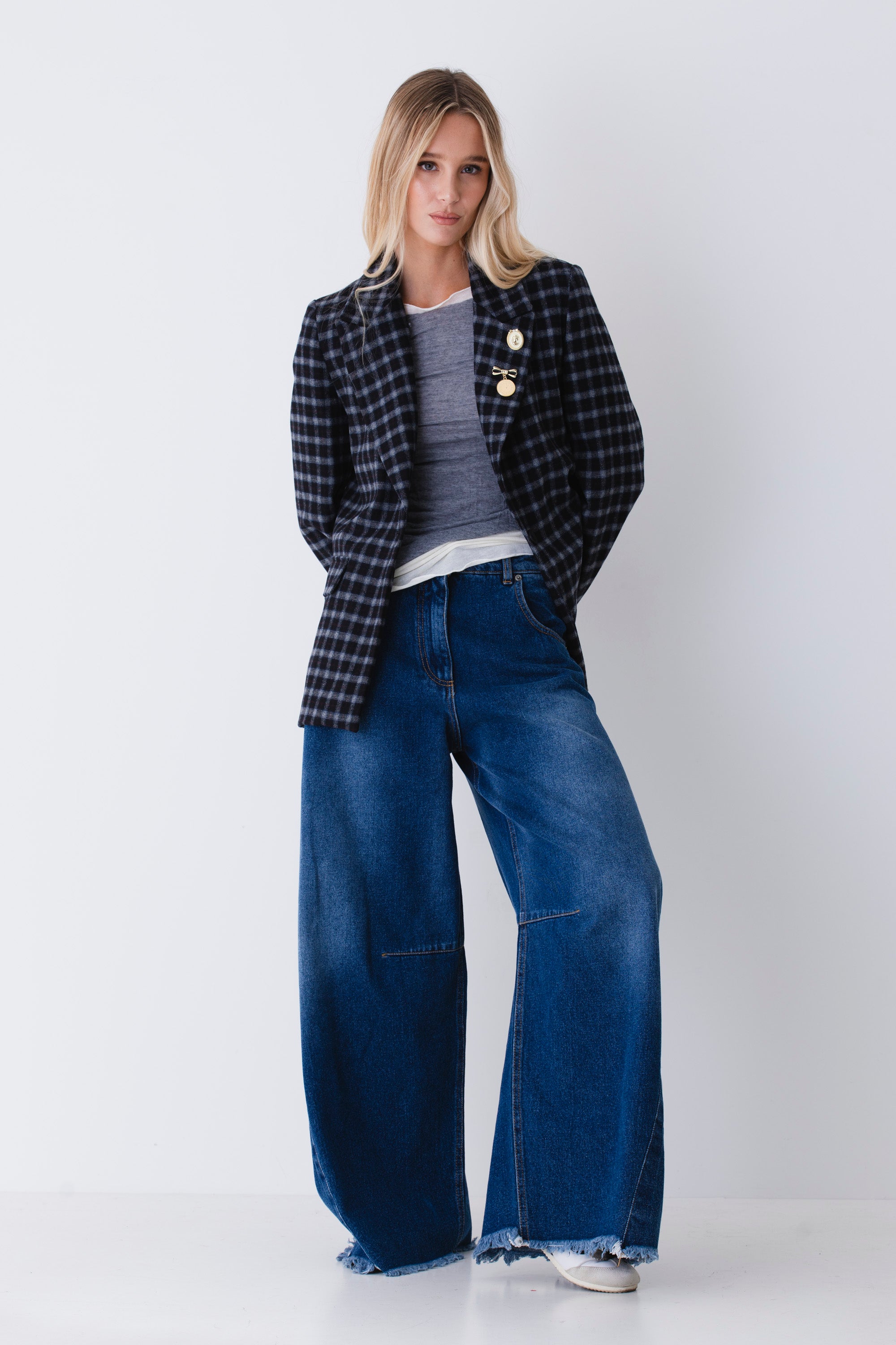 Blazer ad un petto a quadri - FW26