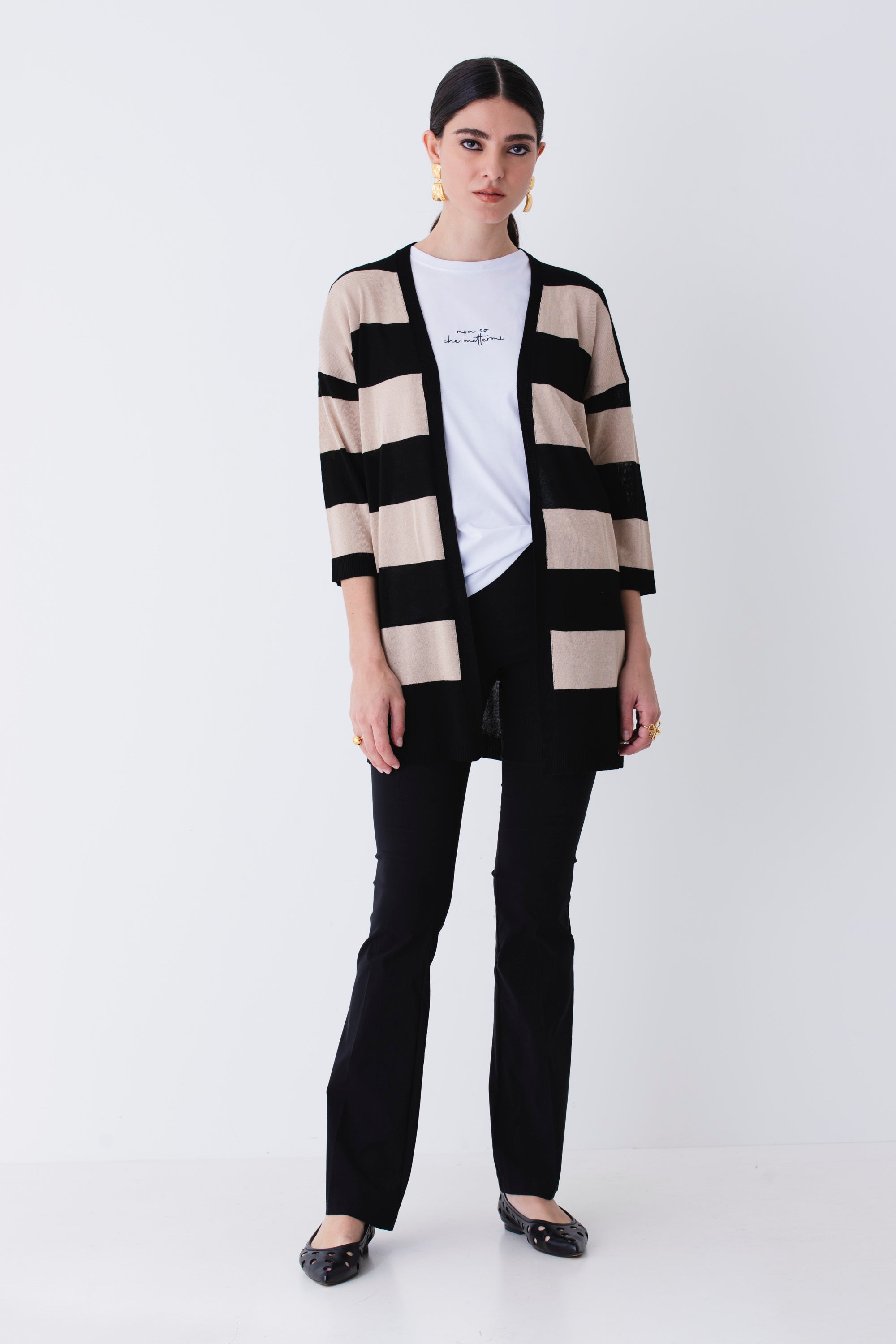 Cardigan in viscosa a righe orizzontali - PE25