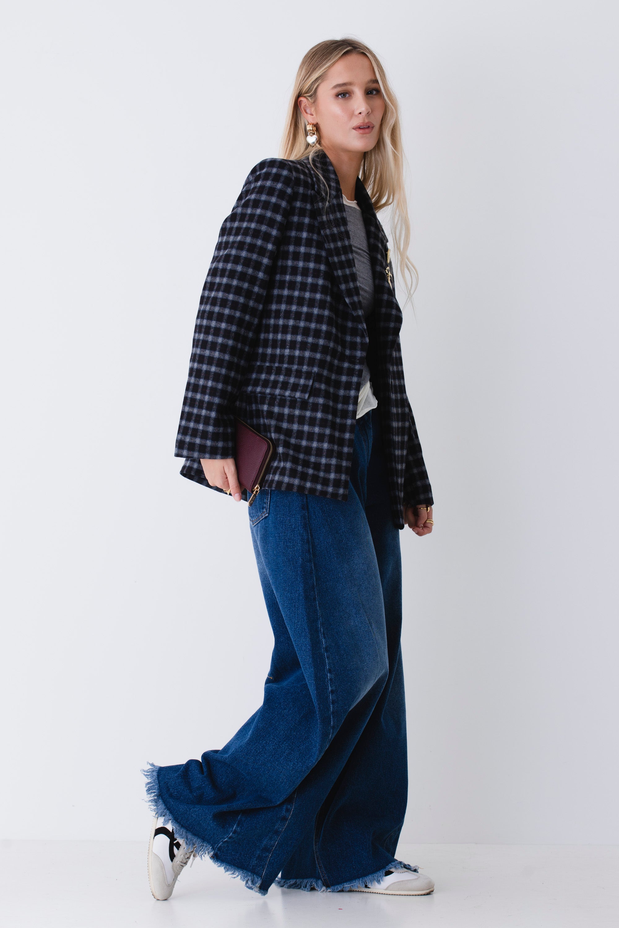Blazer ad un petto a quadri - FW26
