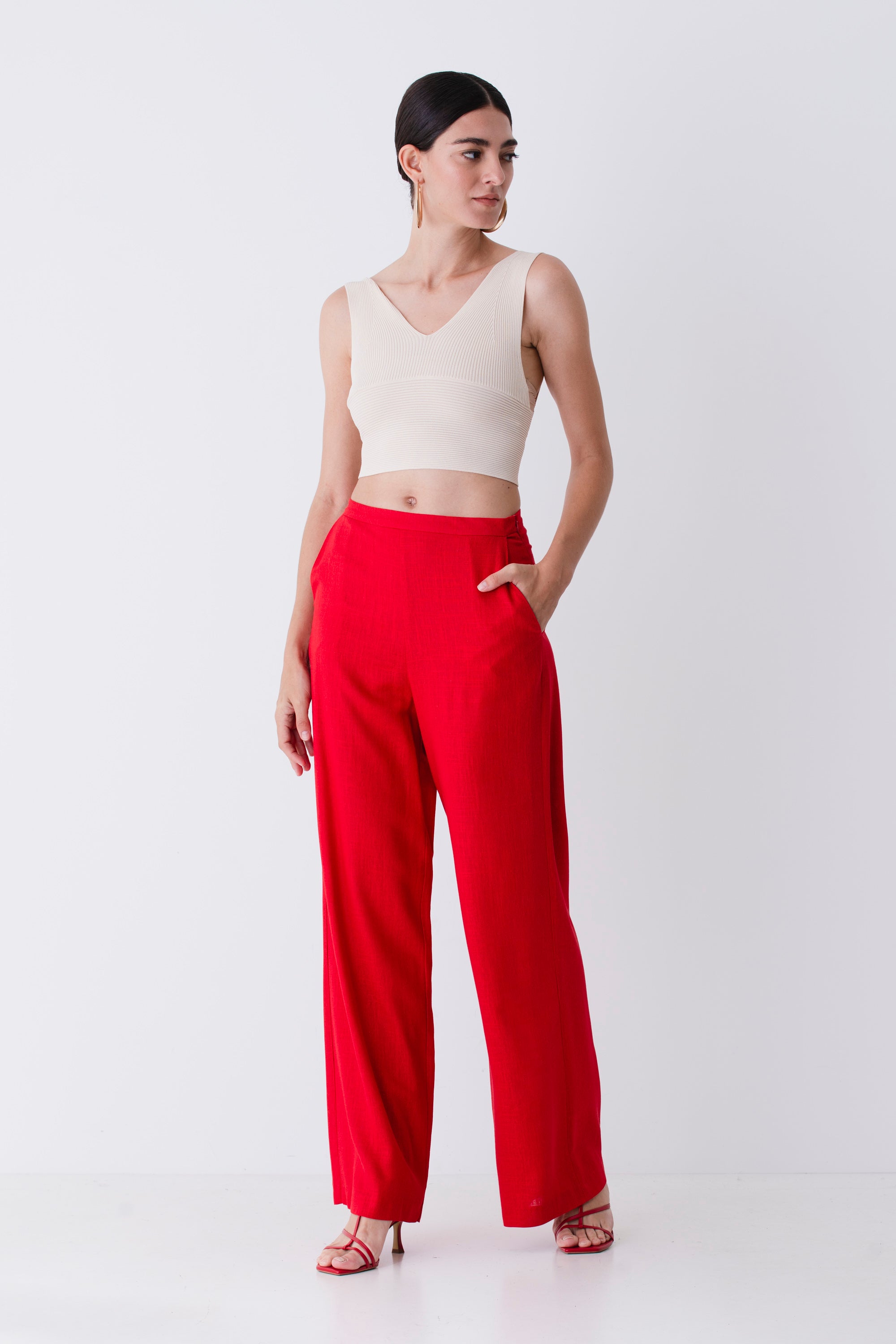 Pantalone palazzo in misto lino - PE25