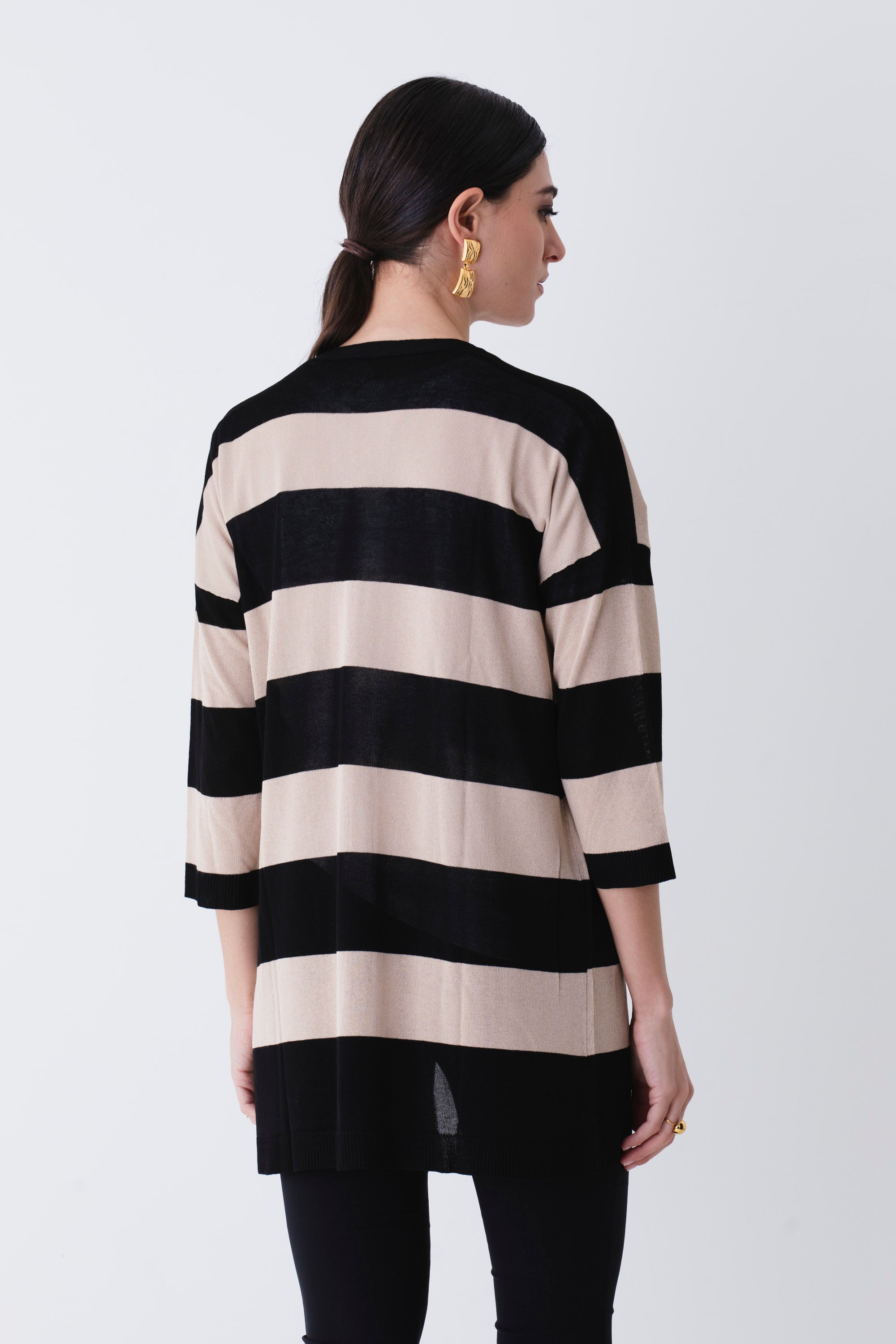 Cardigan in viscosa a righe orizzontali - PE25