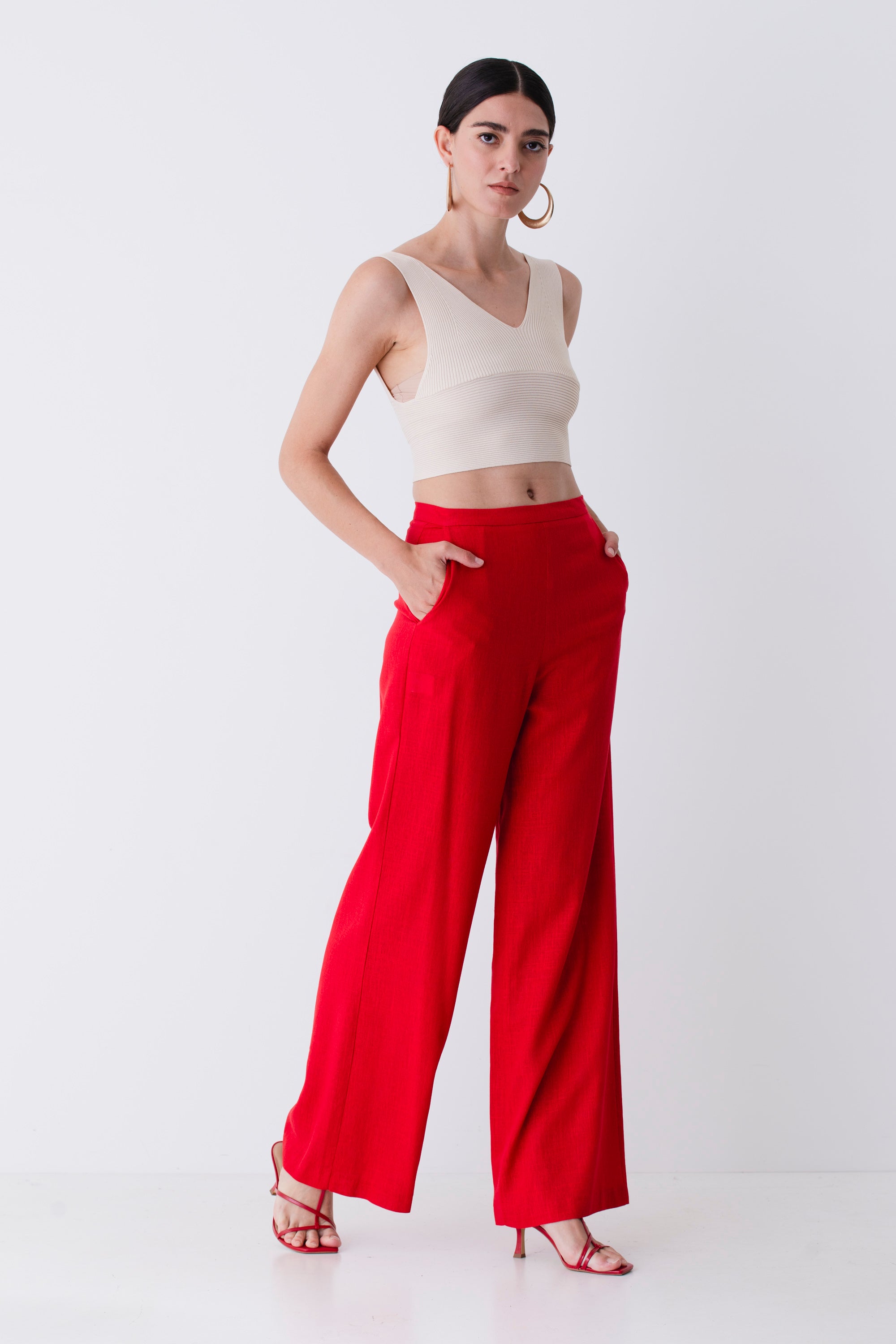 Pantalone palazzo in misto lino - PE25