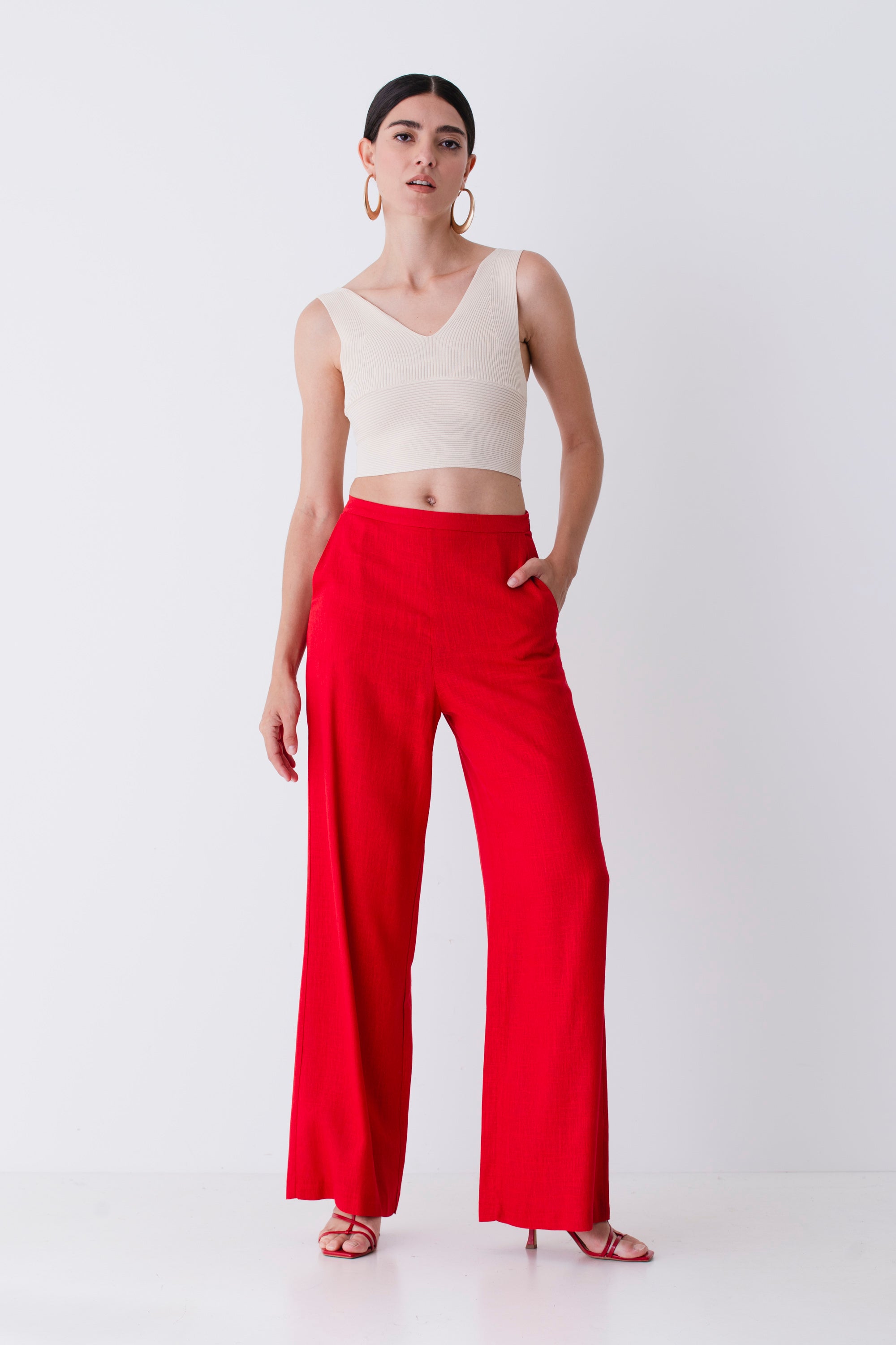 Pantalone palazzo in misto lino - PE25