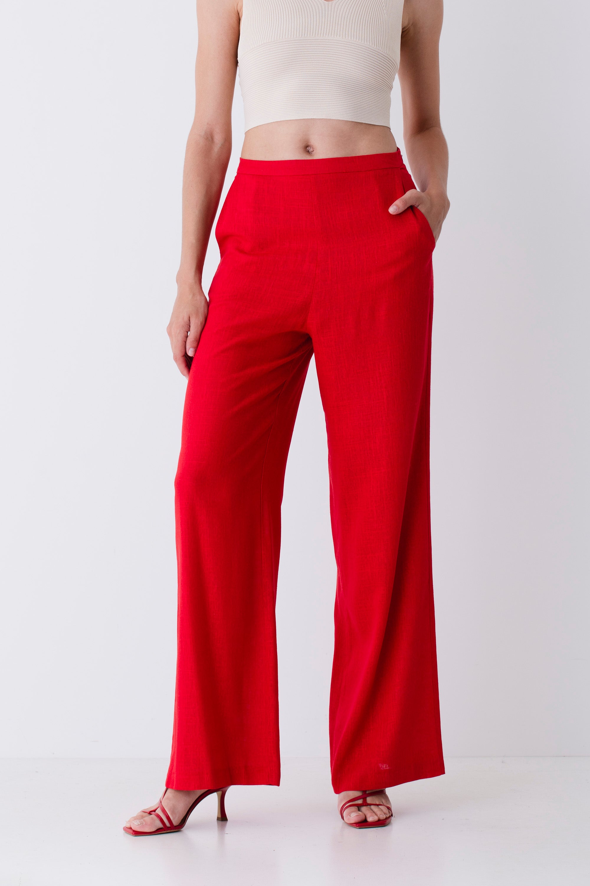 Pantalone palazzo in misto lino - PE25