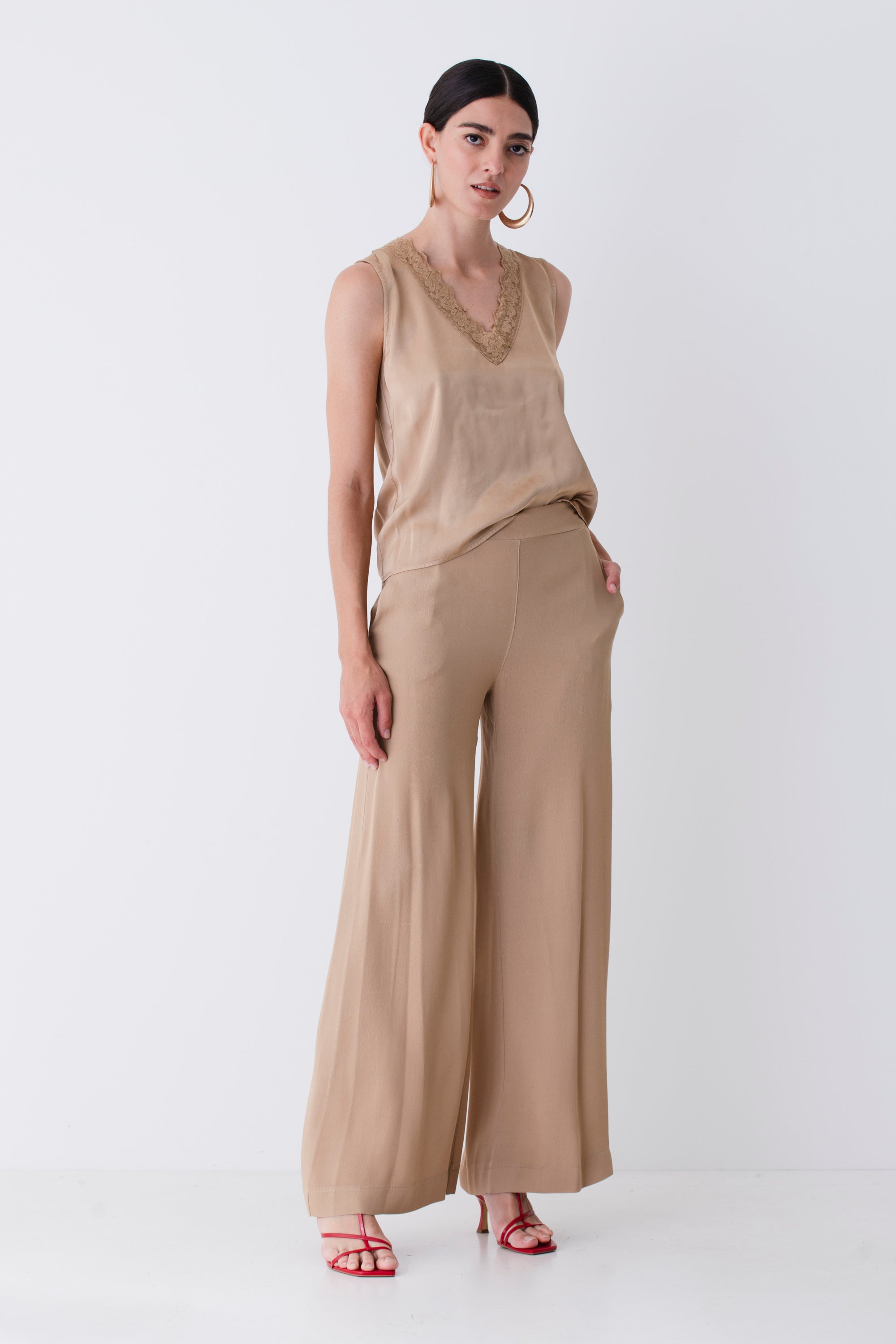 Pantalone a palazzo in viscosa - PE25
