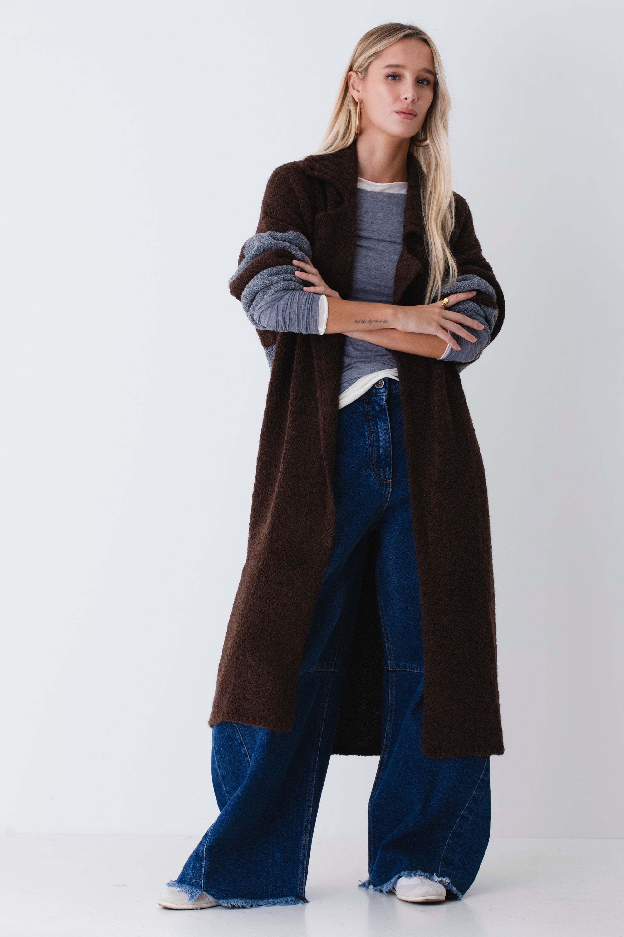 Cappotto lungo in maglia disegno pois - FW26