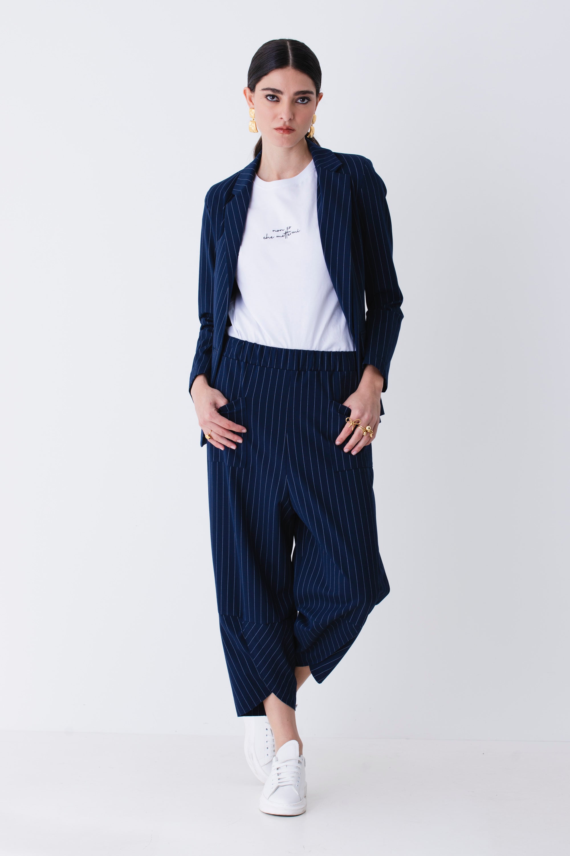 Blazer ad un petto in felpa gessata - PE25